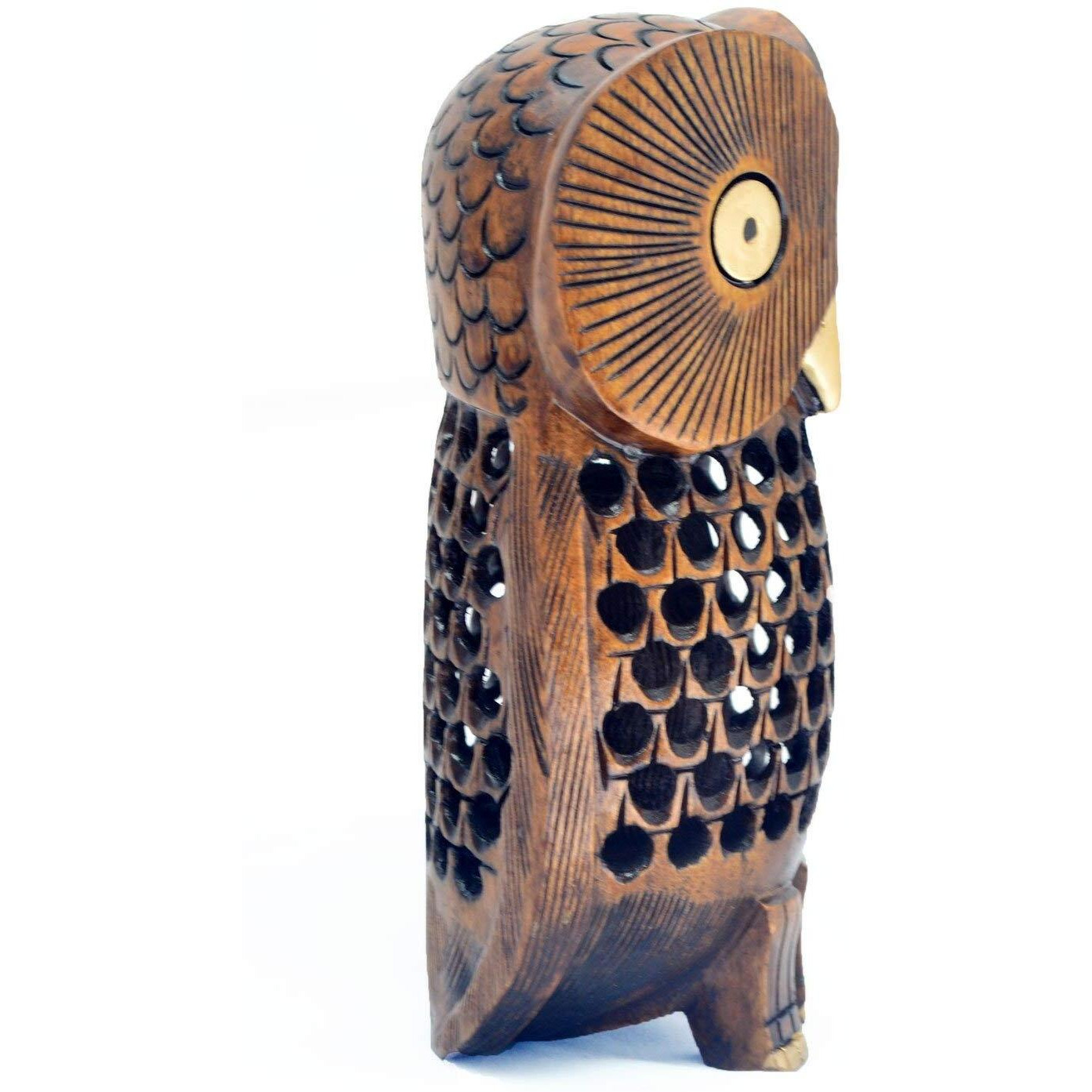 Owl Statue Decor  Big 6 Inch Wooden Figurines For Home Decor Accents  Living Room Bedroom Office Decoration  Hand Carved Statue