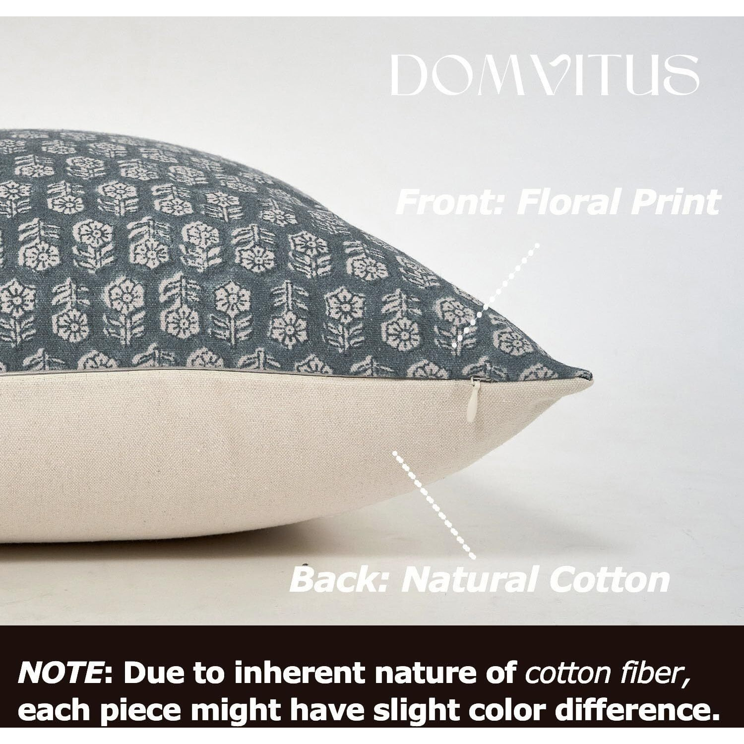 Domvitus Floral Pillow Covers  18X18 Pillow Cover  Couch Pillows For Living Room  Decorative Farmhouse Accent Block Print Throw Pillow Covers  1Pc  Dusty Blue