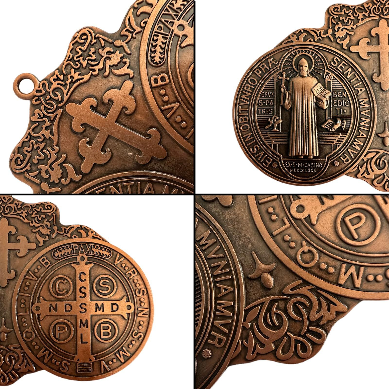 Bonitter Extra Large 5 Inch St Benedict Cross Medal Vintage Finish For Wall Or Desk Display/Medalla De San Benito (New Brss)