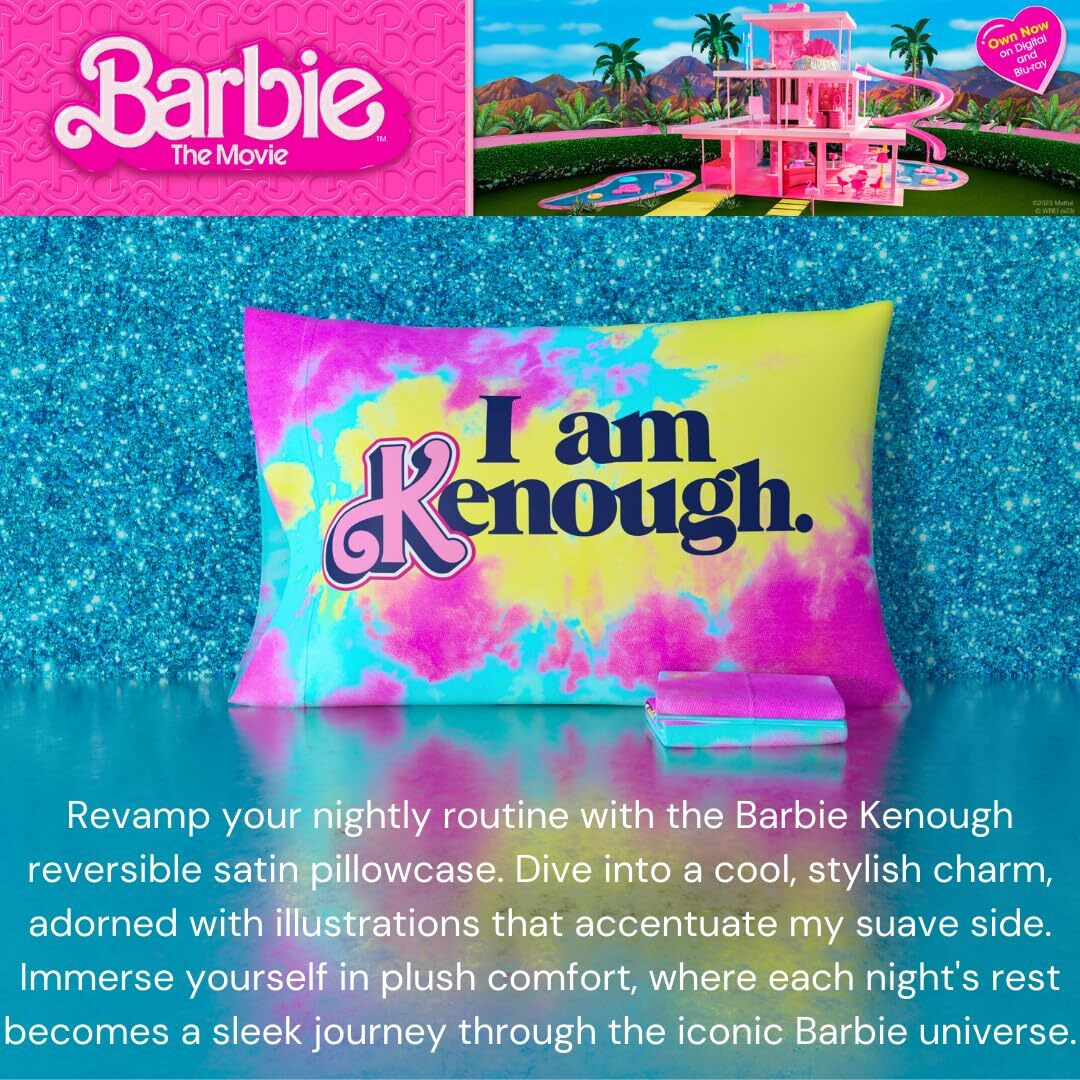 Franco Collectibles Barbie Movie Kenough Beauty Silky Satin Standard Reversible Pillowcase Cover 20X30 For Hair And Skin  (Official Licensed Product)