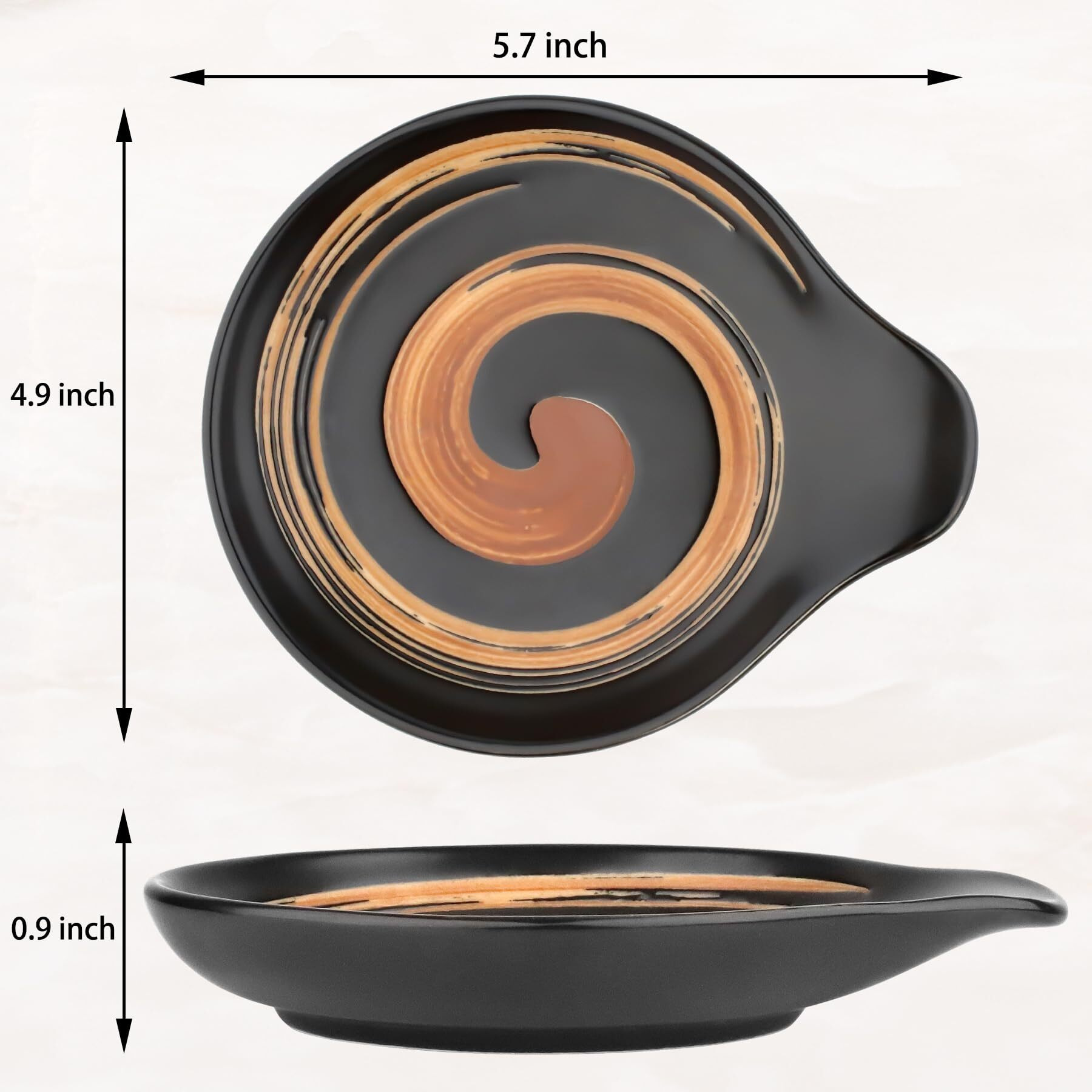 Vanlonpro Ceramic Spoon Rest  5 Inch Spoon Holder For Stove Top  Kitchen Counter  Utensils  Ladle  Coffee Spoons  Cooking Spoons  Spatula  Housewarming Gifts  Heat-Resistant  Hand-Painted Black & Gold