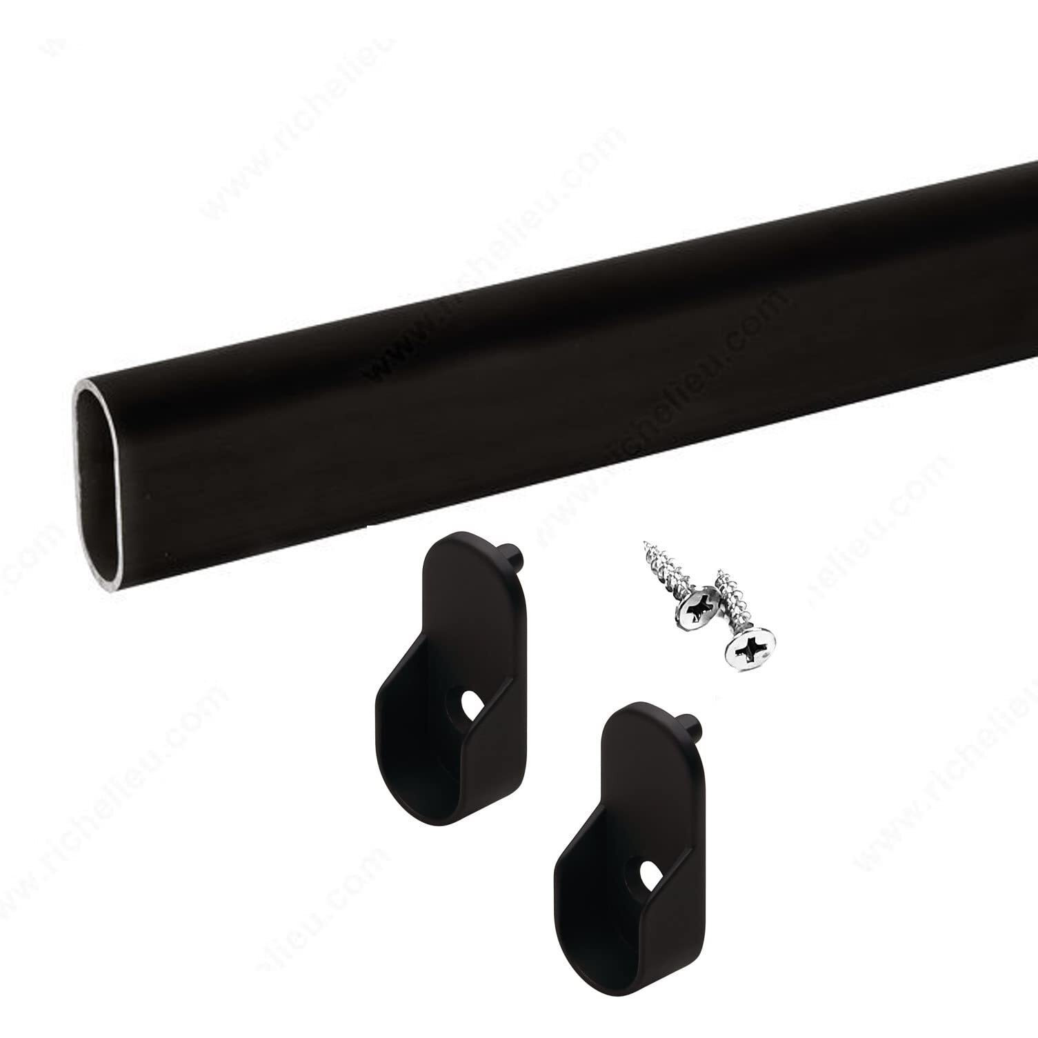 Oval Closet Rod With End Supports (Matte Black - 24 Inch)
