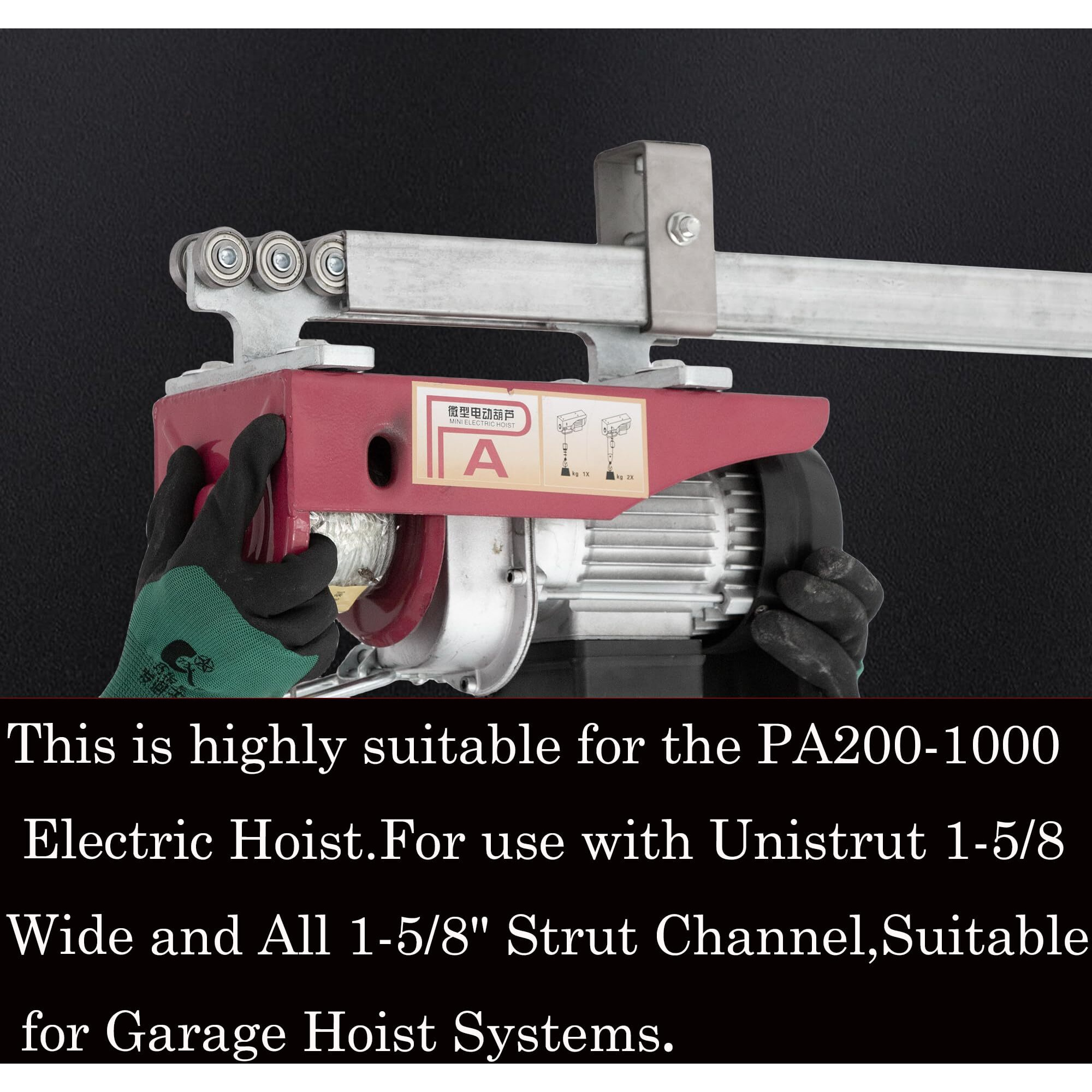 Ayekili Hoist Trolley For Pa200-1000 Electric Hoist 6 Wheel Trolley Assembly For Use With Unistrut 1-5/8"" Wide And All 1-5/8"" Or Taller Strut Channel Suitable For Garage Hoist Systems