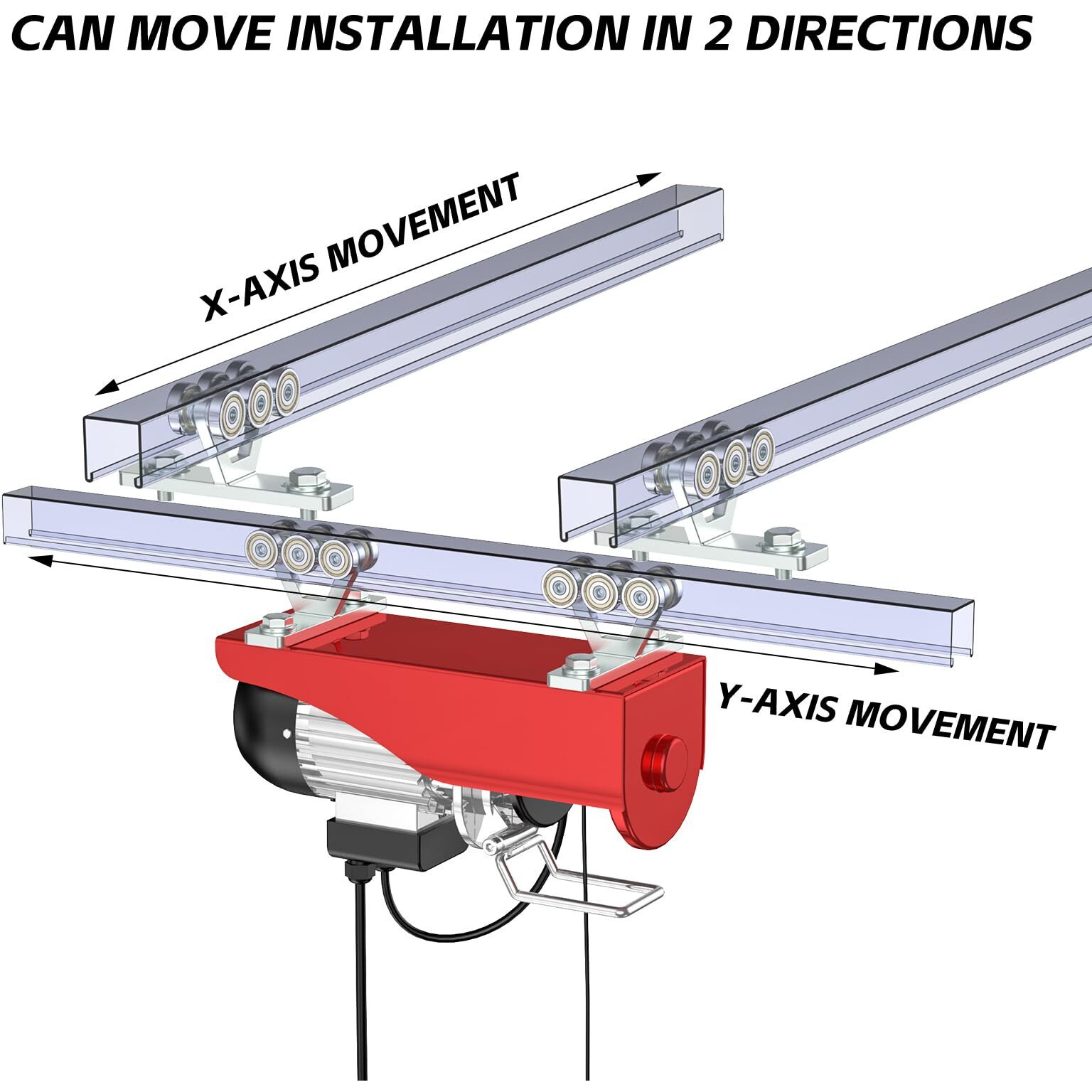 Sktrex 6 Wheel Hoist Trolley With Rollers - Strut Trolley Assembly For Electric Hoist - Fits 1-5/8"" Wide And Taller Strut Channel - High Strength And Silent Operation