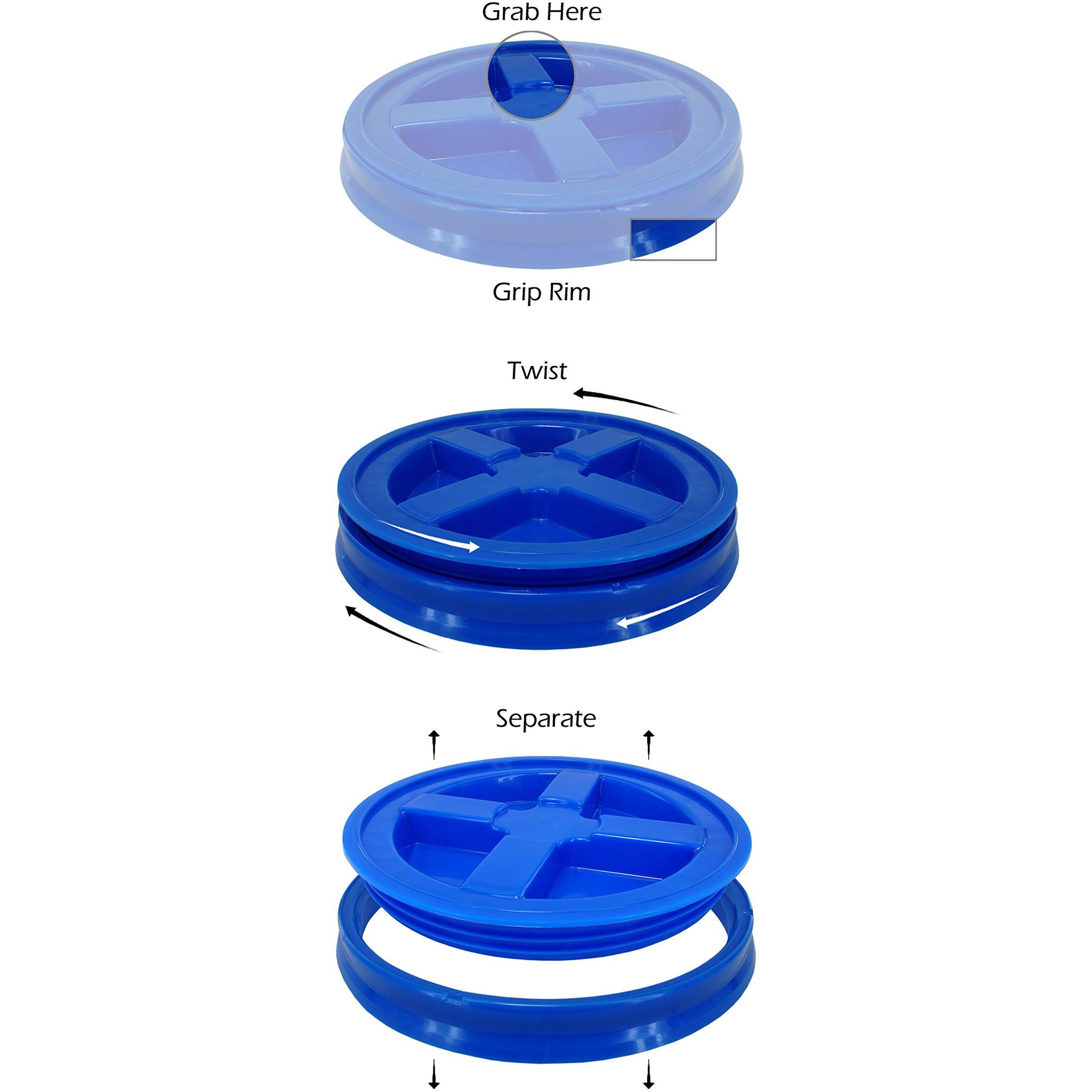 Gamma Seal Lid  Assorted Colors  5 Pack - New - Boxed - 5 Gallon Bucket Lids (Fits 3.5  5  6  & 7 Gal.) Storage Container Lid By Gamma