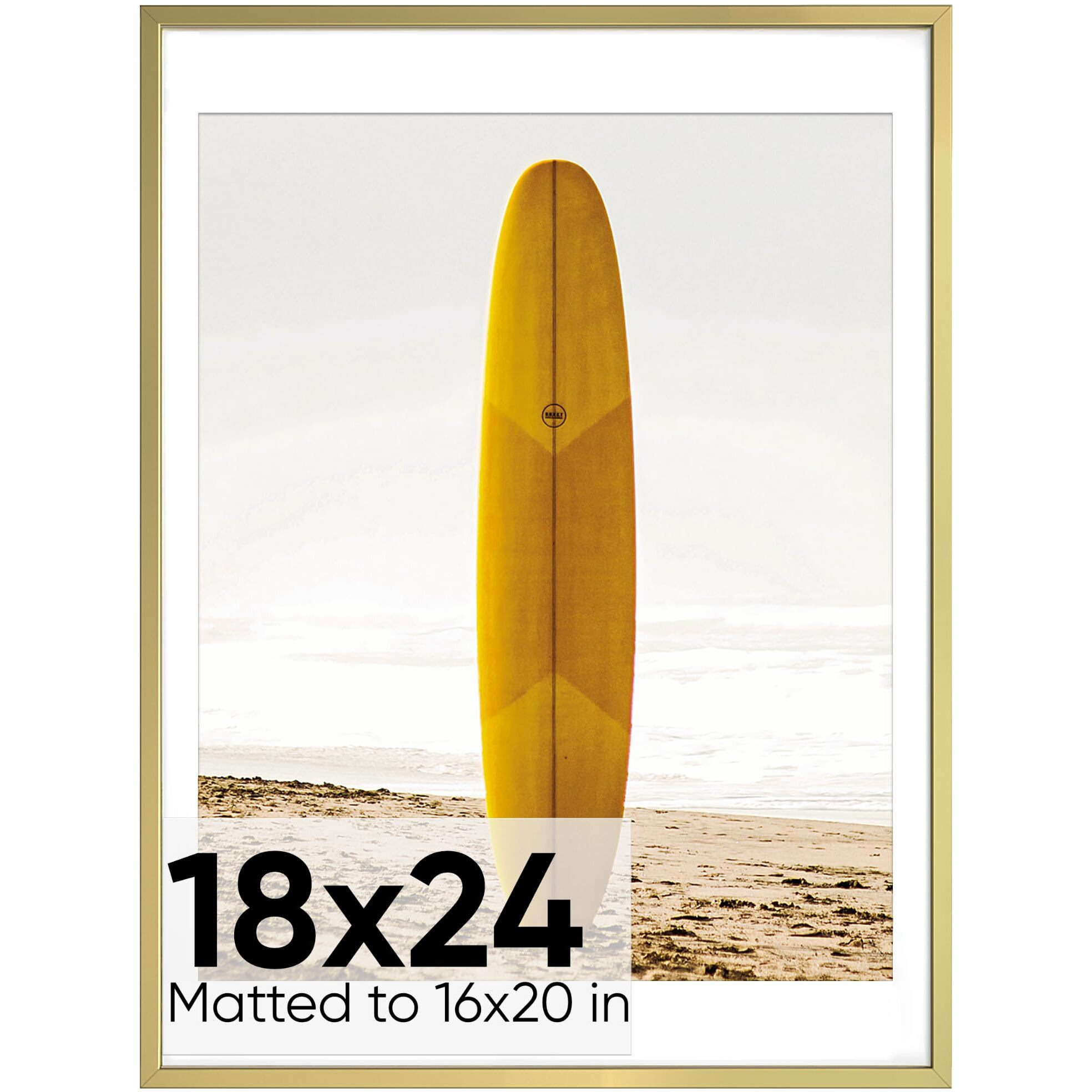 Homeforia 18X24 Inch Gold Metal Picture Frame - Aluminum 18 X 24 Picture Frames For Wall - 18 By 24 Poster Photo Frame - Tempered Glass - Wall Hook Included - Set Of 1