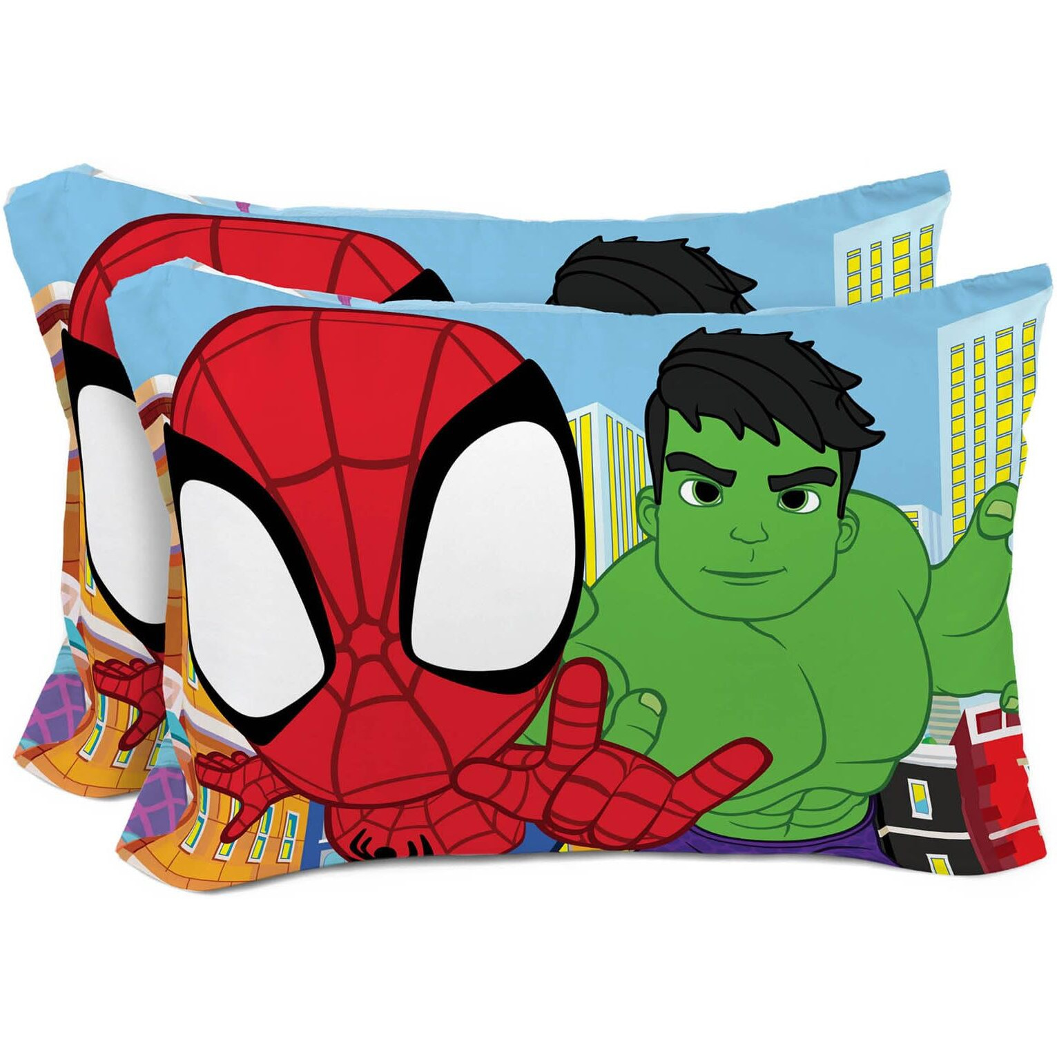Sunny Side Up Marvel Spidey & His Amazing Friends 2 Pack Reversible Pillowcases - Double Sided Pillow Covers Features Spiderman  Ghost Spider & Miles Morales  Kids Super Soft Superhero Bedding