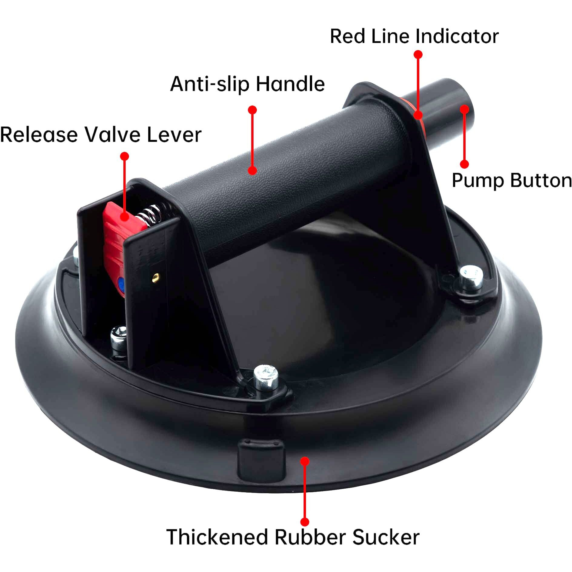 Autoalkins 8"" Heavy Duty Suction Cup To Lift Large Glass  Tile  Marble  Industrial Vacuum Suction Lifter With Handle For Glass Lifting & Replacement  240 Lbs Load Capacity  Carrying Case (2 Pack)