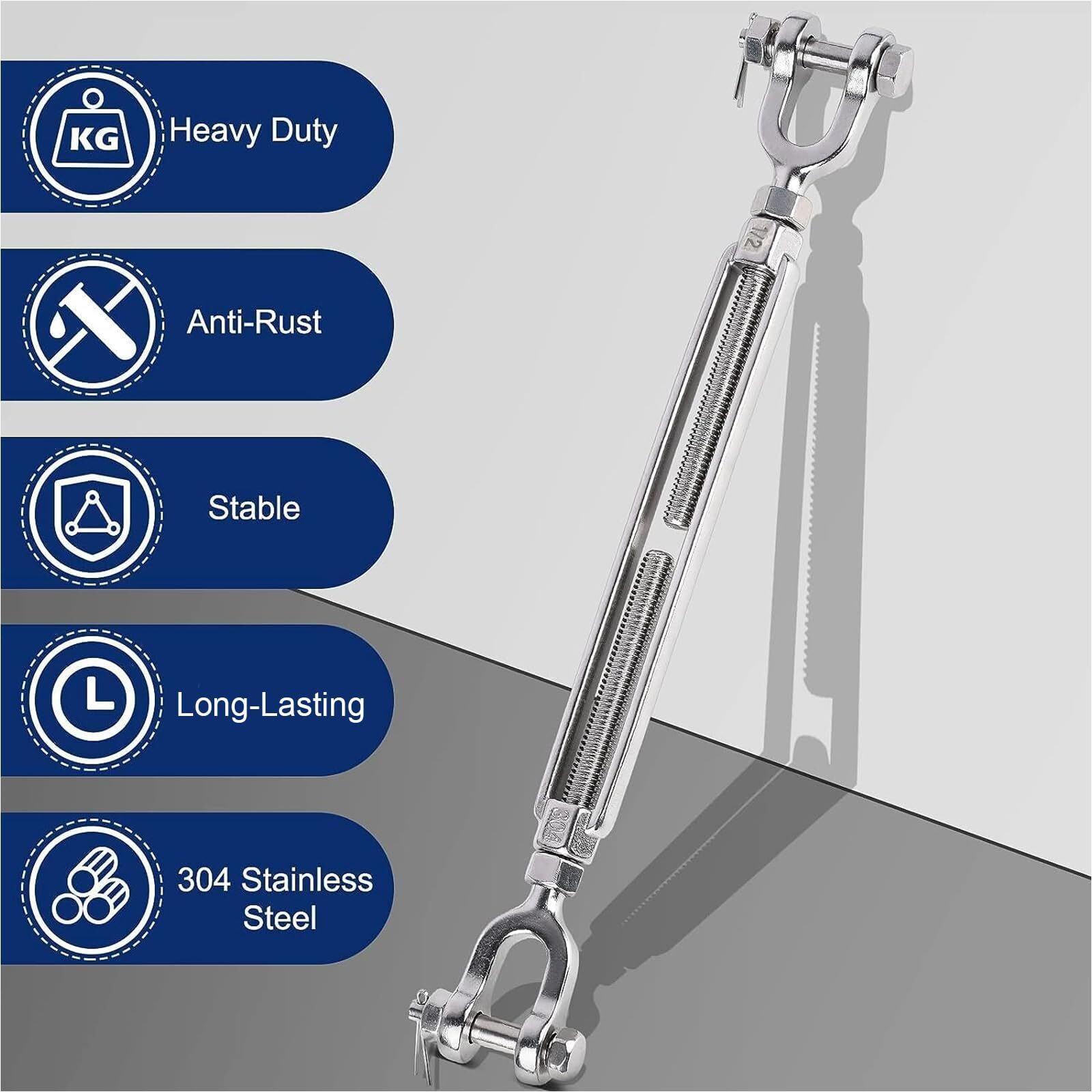 Hannger Turnbuckle 1/2 M12 304 Stainless Steel Turnbuckle  4400 Lbs Working Load Limit  Jaw And Jaw Turnbuckles For Cables Wire Tensioner  Turnbuckle For Shade Sail  Yard Zipline