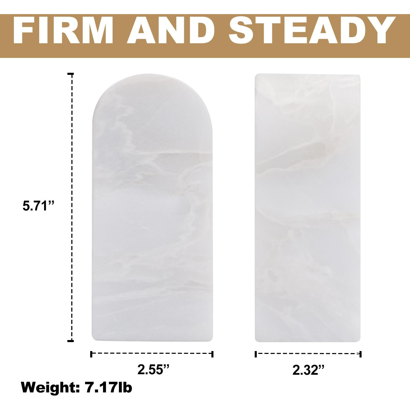 Koville African Natural Marble Bookends For Shelves  Decorative Book Ends  7Lbs Heavy-Duty Marble Book Holders  Bookshelf Apartment Decor For Normal Books/Cd/Video Games(Bianco Fiora)