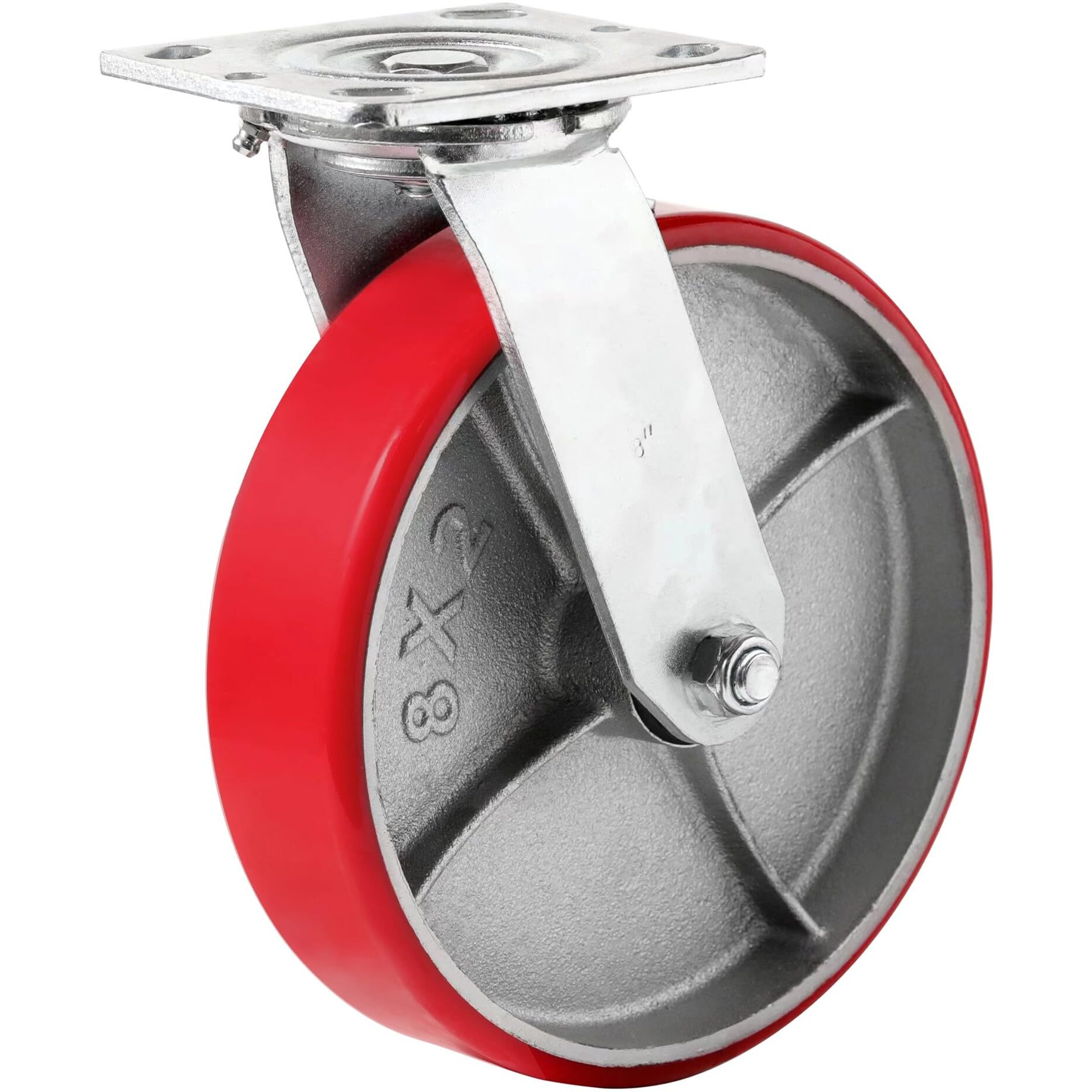 Handsammu 8"" X 2"" Heavy Duty Casters- Industrial Casters  Polyurethane Casters Wheels  Capacity Up To 1500 Lb. Use For Platform Truck  U-Boat Cart Workbenches (1 Swivel)