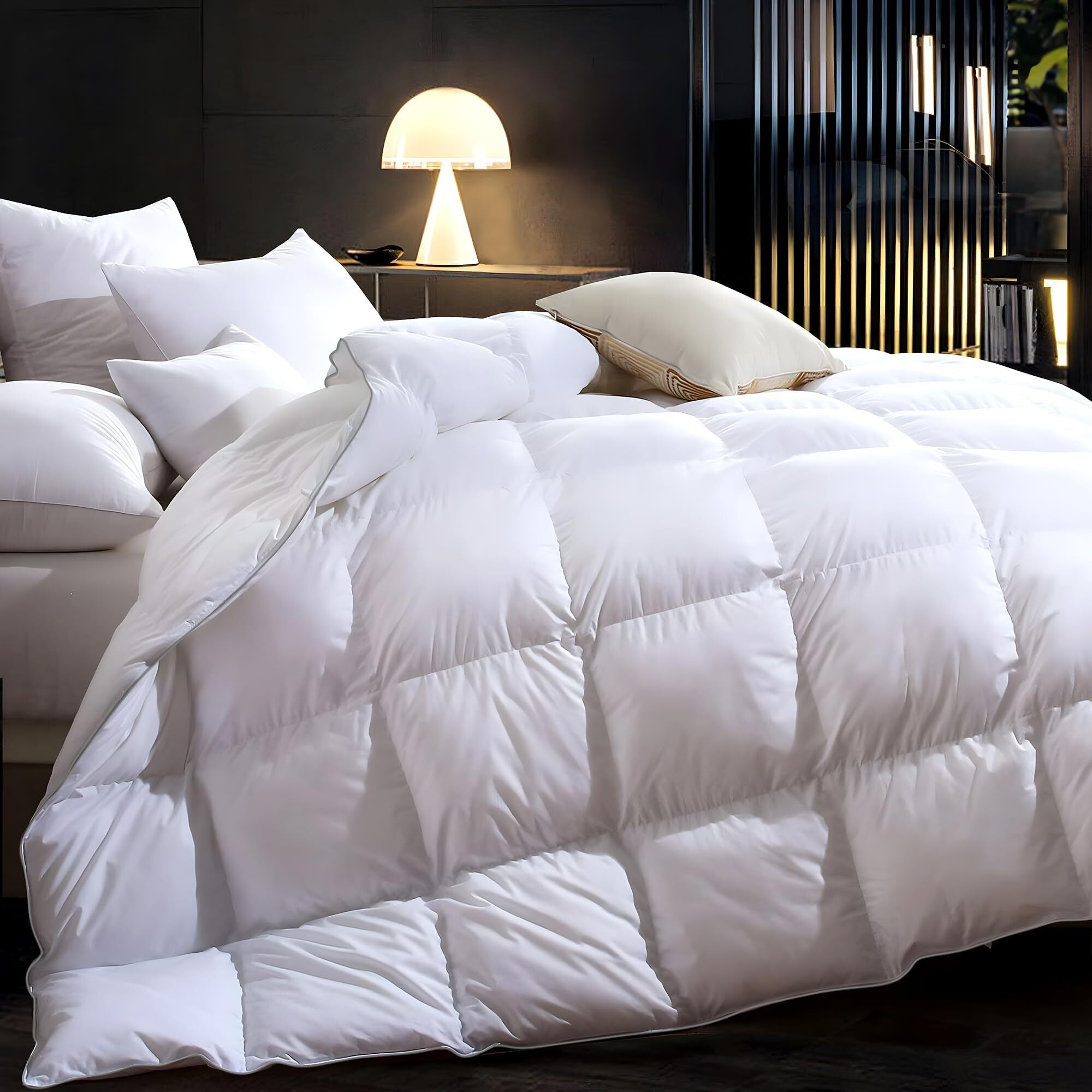 3D Baffle Box Real Down Comforter  750 Fill-Power Ultra-Soft Down Duvet Insert  All Season Feathers Down California King Comforter  Medium Warm Bed Comforter  Fluffy And Cozy  8 Corner Tabs - 104"&quotX96""