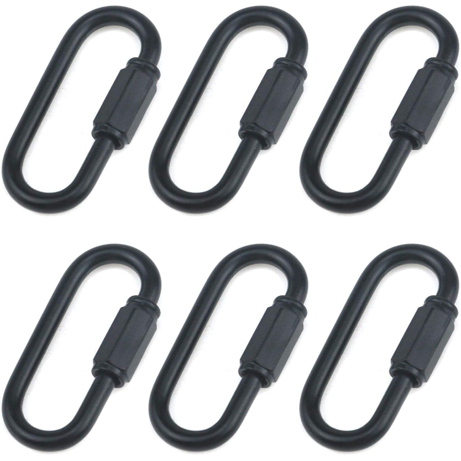 Quluxe Heavy Duty D Shape Chain Locking  M4 4Mm Chain Quick Link Connector- Black (Pack Of 6)