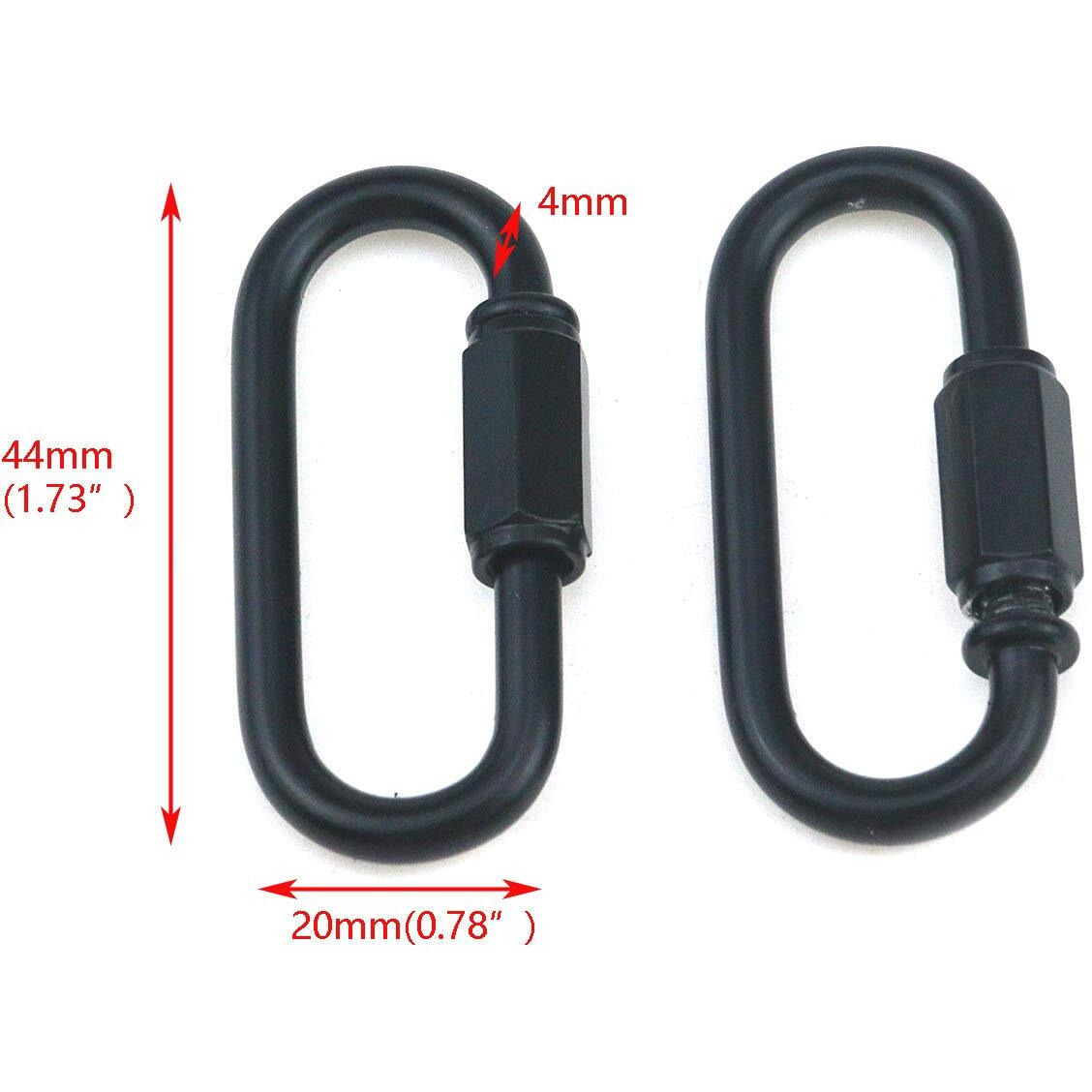 Quluxe Heavy Duty D Shape Chain Locking  M4 4Mm Chain Quick Link Connector- Black (Pack Of 6)