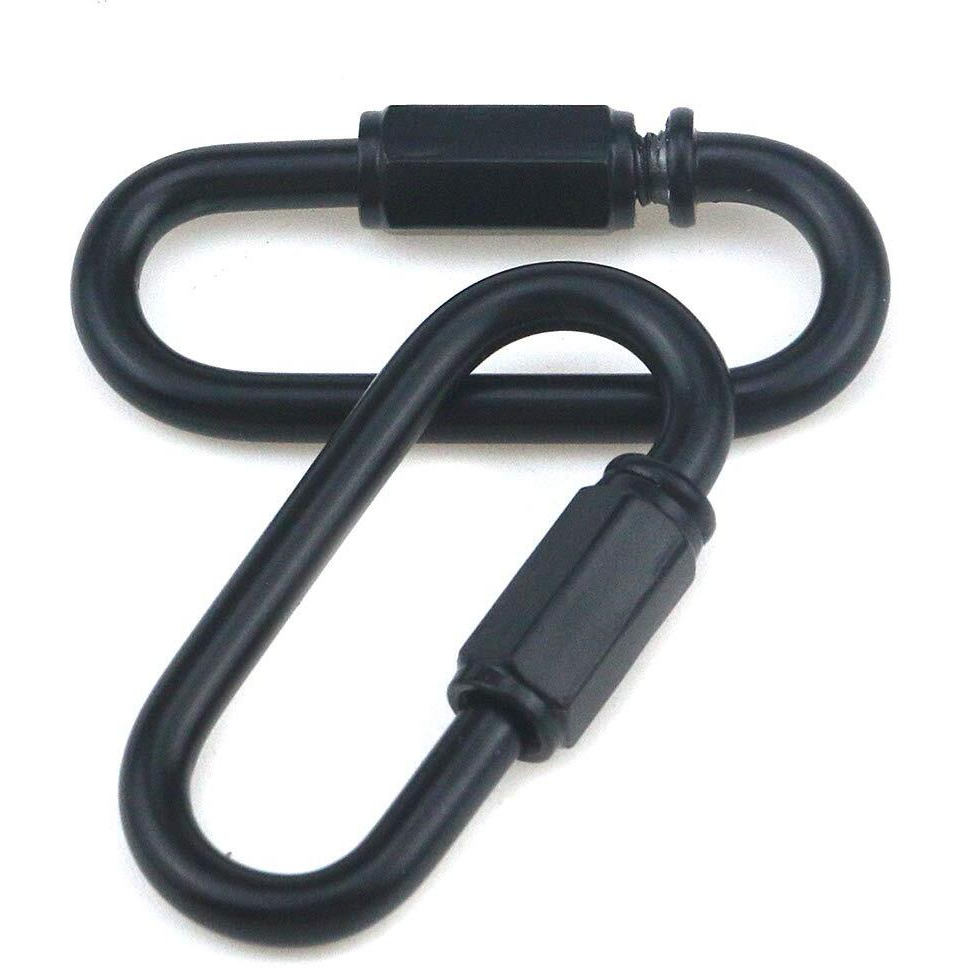Quluxe Heavy Duty D Shape Chain Locking  M4 4Mm Chain Quick Link Connector- Black (Pack Of 6)