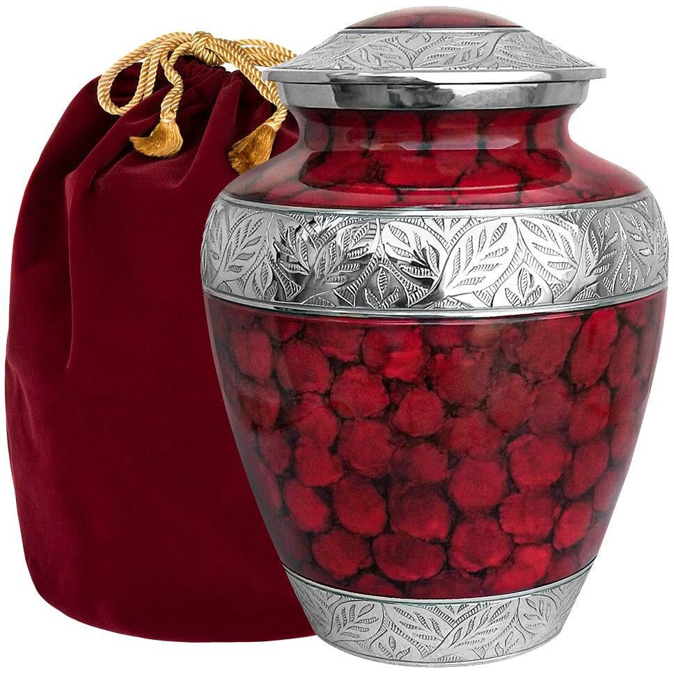 Trupoint Memorials Cremation Urns For Human Ashes - Decorative Urns  Urns For Human Ashes Female & Male  Urns For Ashes Adult Female  Funeral Urns - Red  Large