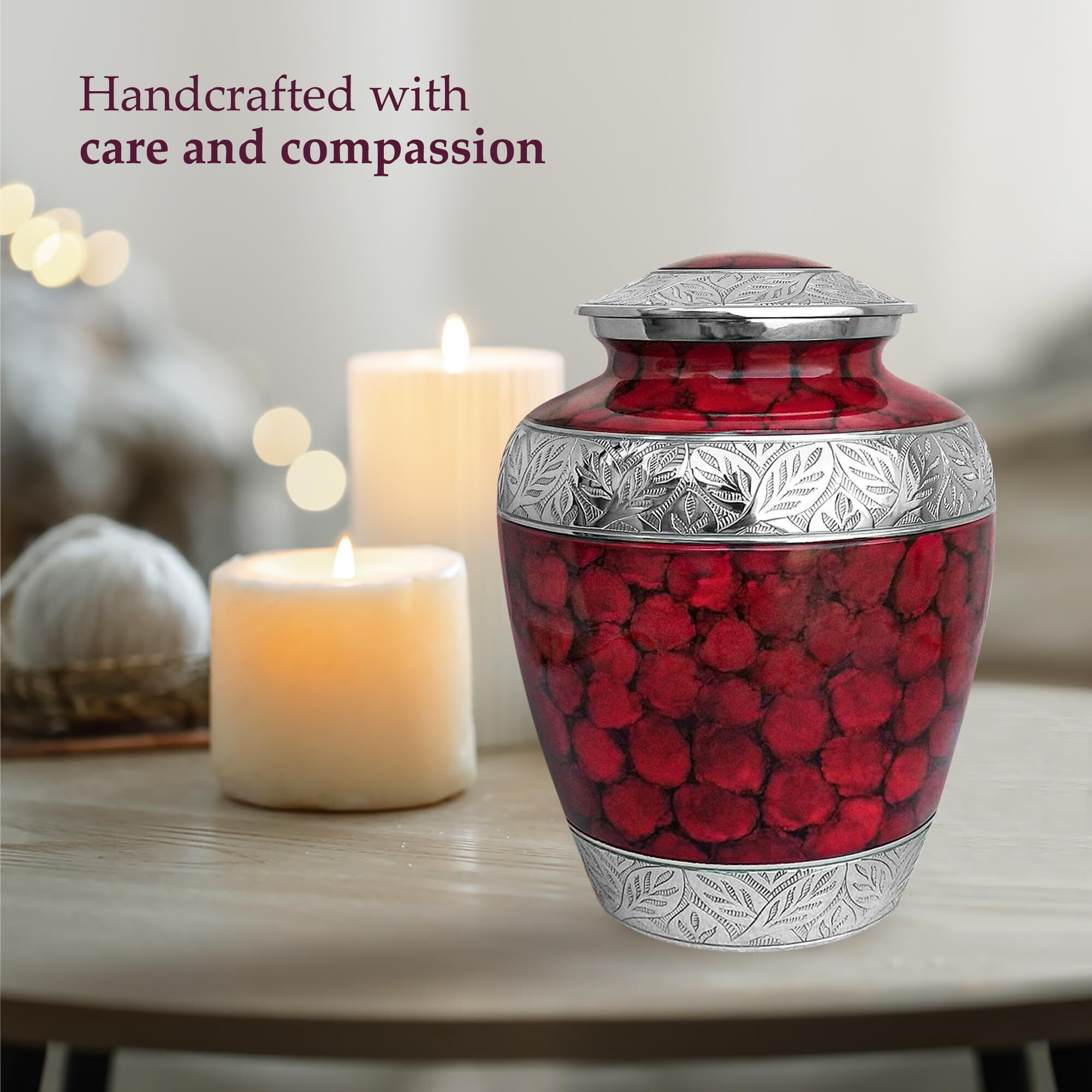Trupoint Memorials Cremation Urns For Human Ashes - Decorative Urns  Urns For Human Ashes Female & Male  Urns For Ashes Adult Female  Funeral Urns - Red  Large