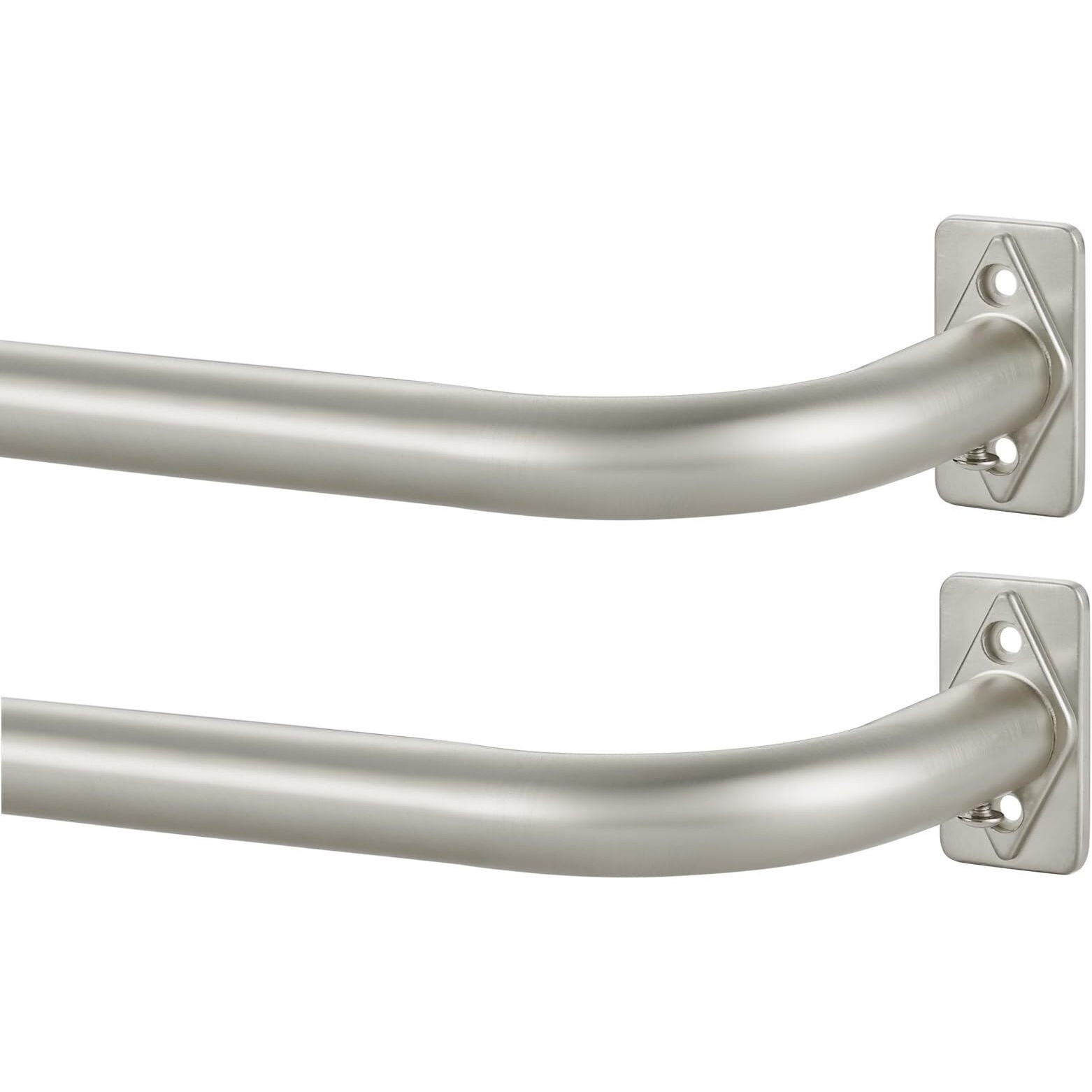 Wrap Around Curtain Rods 2 Pack  Brushed Nickel Single Curtain Rod For Window 48-84 Inch  Room Darkening Blackout Window Curtain Rods  Heavy Duty 1-Inch Telescoping Drapery Rod