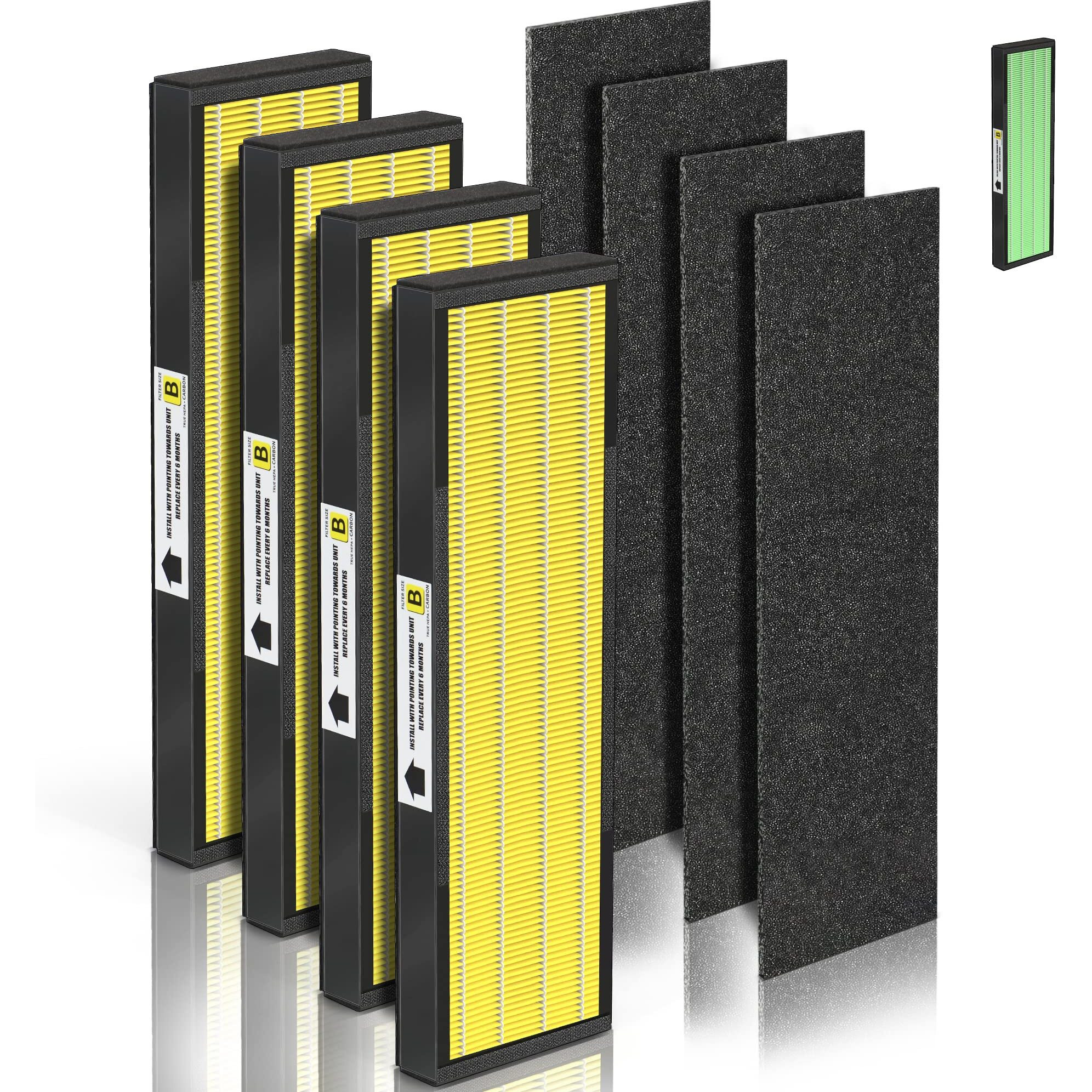 [Allergy Free] Uaswpart Ac4825 Hepa Filter B Replacement Compatible With Flt4825 Filter Replace Ac4825 Ac4300 Cdap4500 Ac4850 Ac4900 Ac4820 And More  4X H13 Hepa W/ Carb0N+4X Extra Pre-Filters