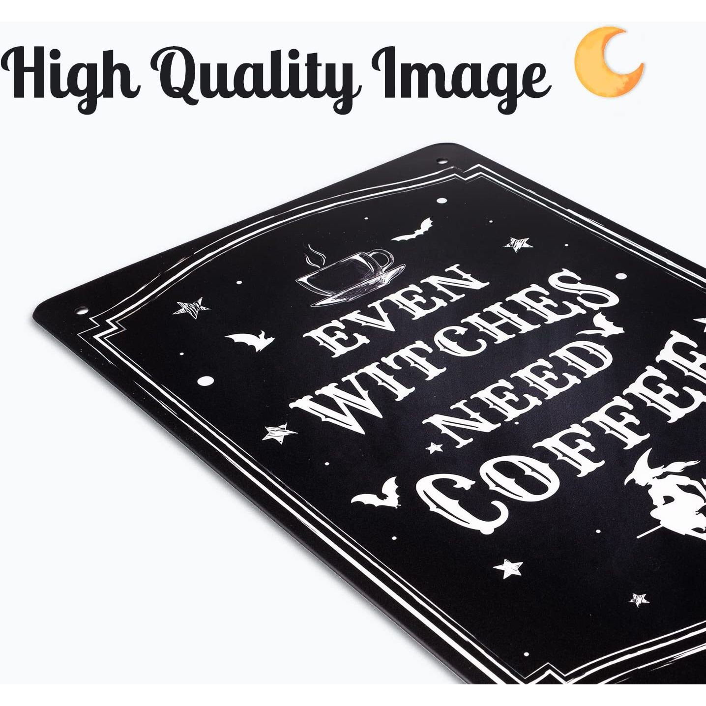 Irisvita Black Witch Decor  Even Witches Need Coffee  Witch Kitchen Decor  Coffee Bar Decor  Kitchen Witch Coffee Sign  Vintage Halloween Decorations Indoor  Gothic Wall Decor  11.75 X 7.8 Inches