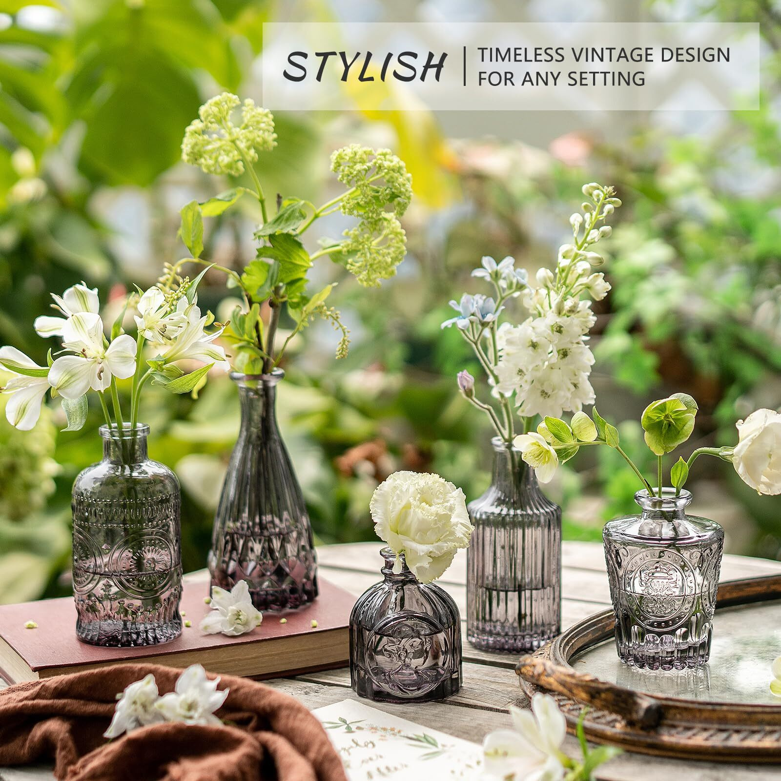 Supmind Bud Vase Set Of 12  Black Bud Vases In Bulk  Small Flower Vases For Centerpieces  Mini Vintage Vase For Rustic Wedding  Home Table Decoration