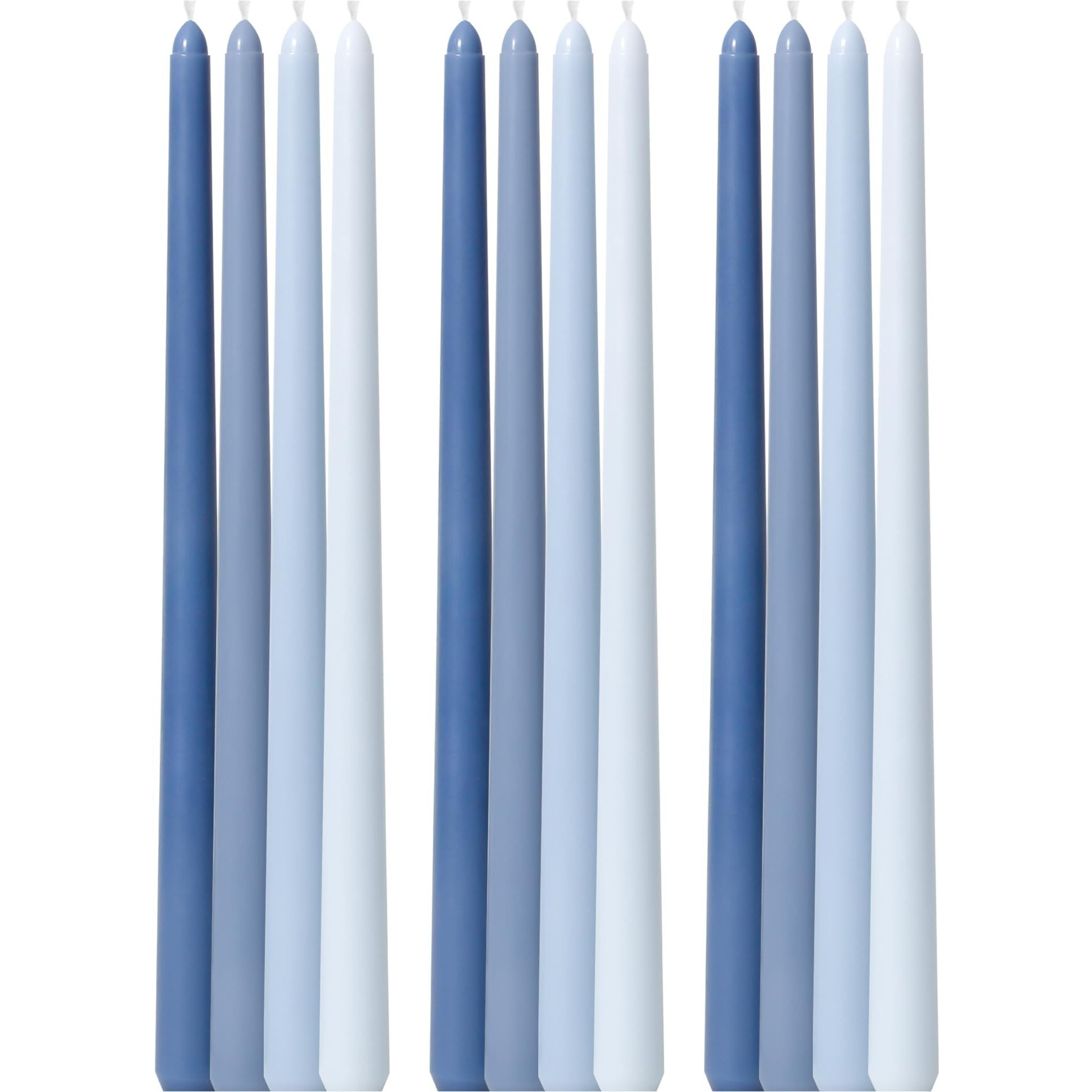 Viyffo 12 Inch Blue Taper Candles Set Of 12 Unscented Smokeless Long Tall Tapered Candle For Candlesticks Sticks Wedding Advent Home Decor Dinner Christmas