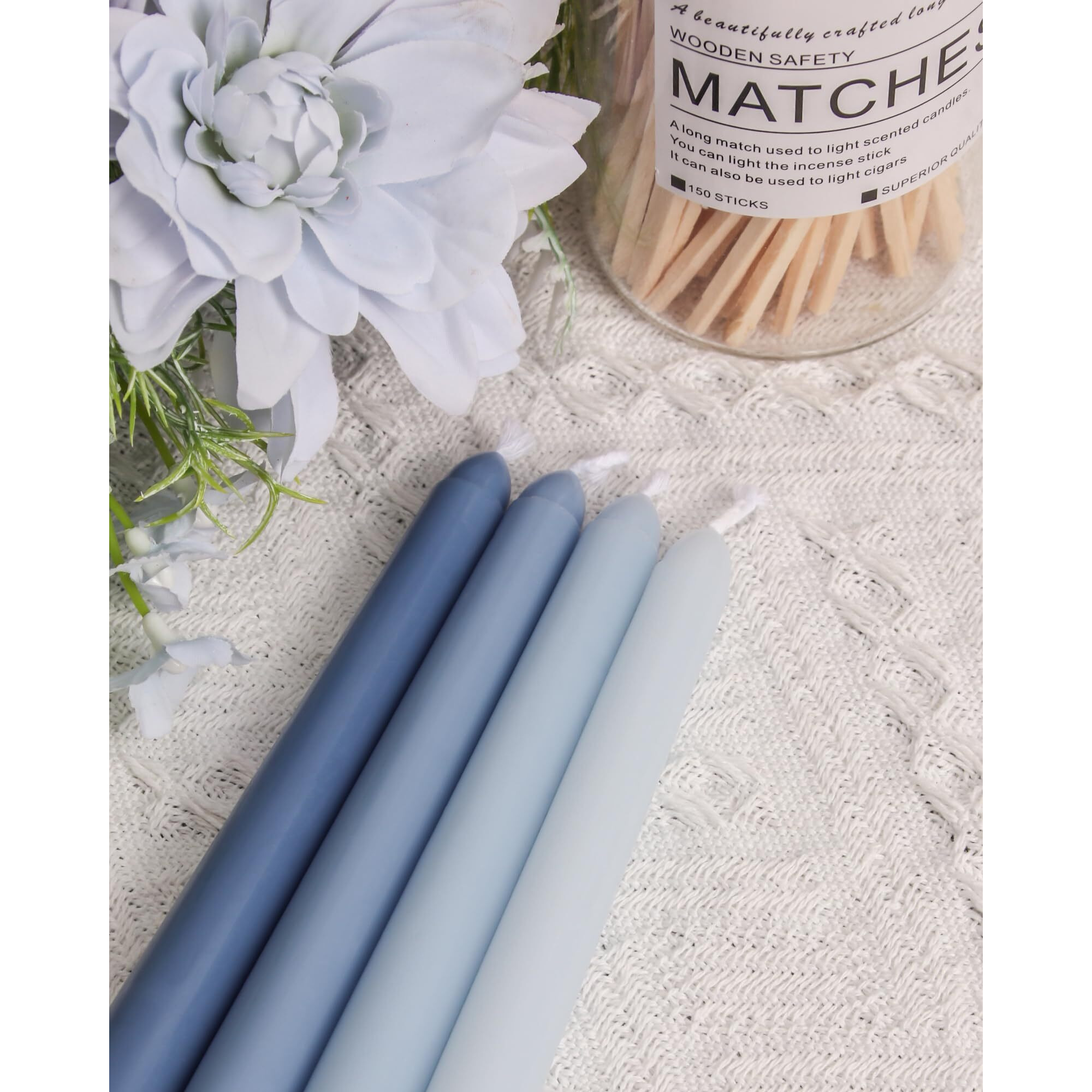Viyffo 12 Inch Blue Taper Candles Set Of 12 Unscented Smokeless Long Tall Tapered Candle For Candlesticks Sticks Wedding Advent Home Decor Dinner Christmas