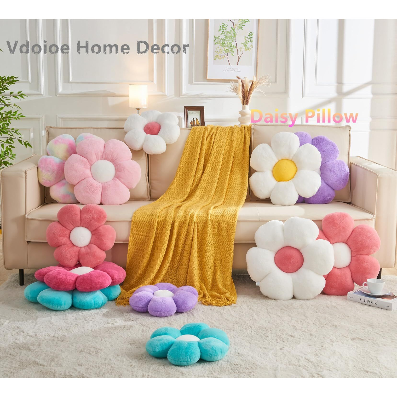Vdoioe Purple Flower Pillow