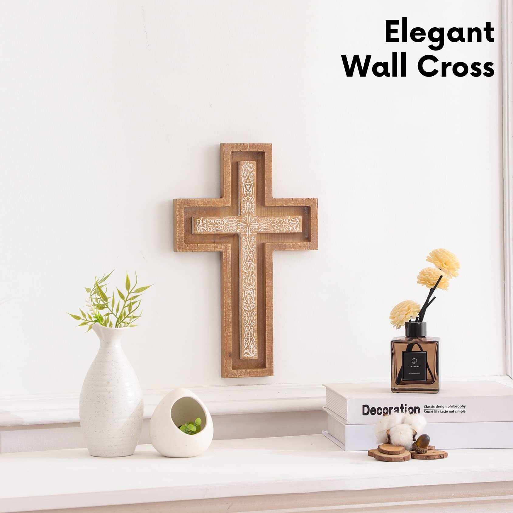 Baysbai Wooden Cross  Hanging Crucifix Wall Cross Catholic  Decorative Crosses For The Wall  Christian Baptism Confirmation Gift