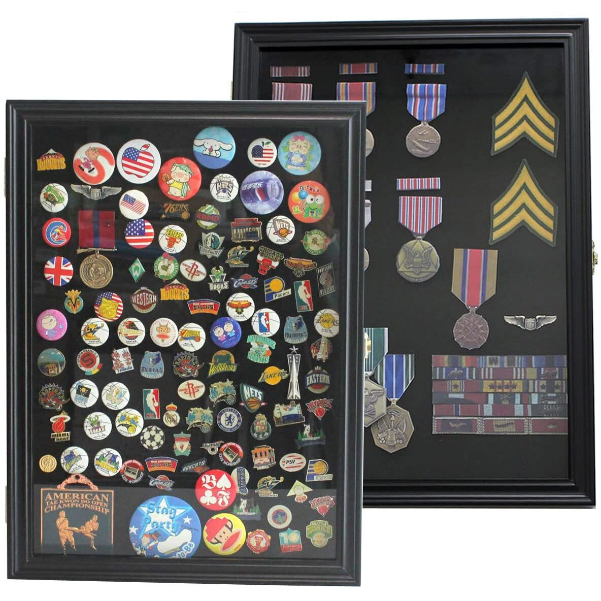 Large 19"&quotX 14"" Pin Display Case Medal Shadow Box With 98% Uv Protection For Military Medals  Beach Tags  Jewelry Pins  Pin Gift  Insignia Ribbons  Pin Collectibles Black Finish