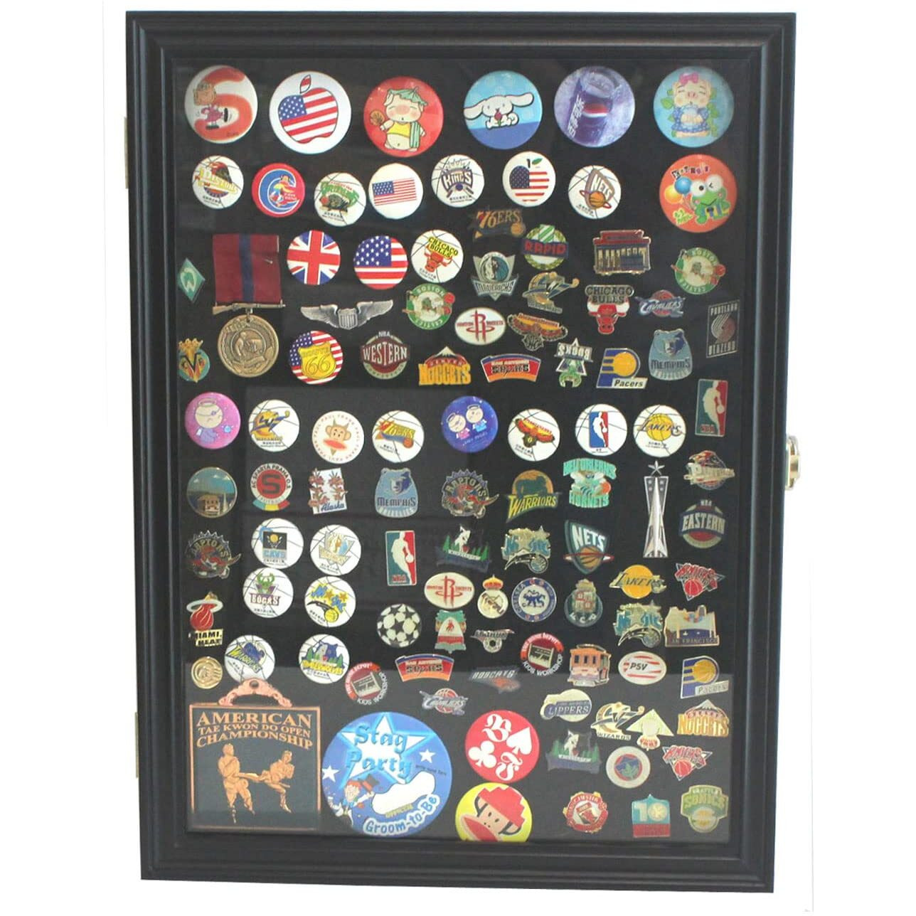 Large 19"&quotX 14"" Pin Display Case Medal Shadow Box With 98% Uv Protection For Military Medals  Beach Tags  Jewelry Pins  Pin Gift  Insignia Ribbons  Pin Collectibles Black Finish