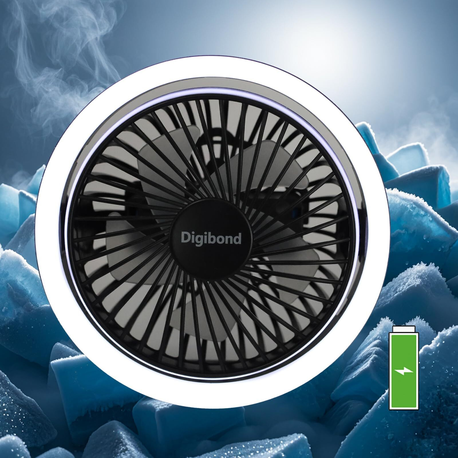 Digibond Mini Desk Fan  Battery Powered Fan  3 Speed 5.3In Strong Airflow Quiet Small Fans For Bedroom With Led Night Light Air Circulator Table Fan  180Rotated (Black)