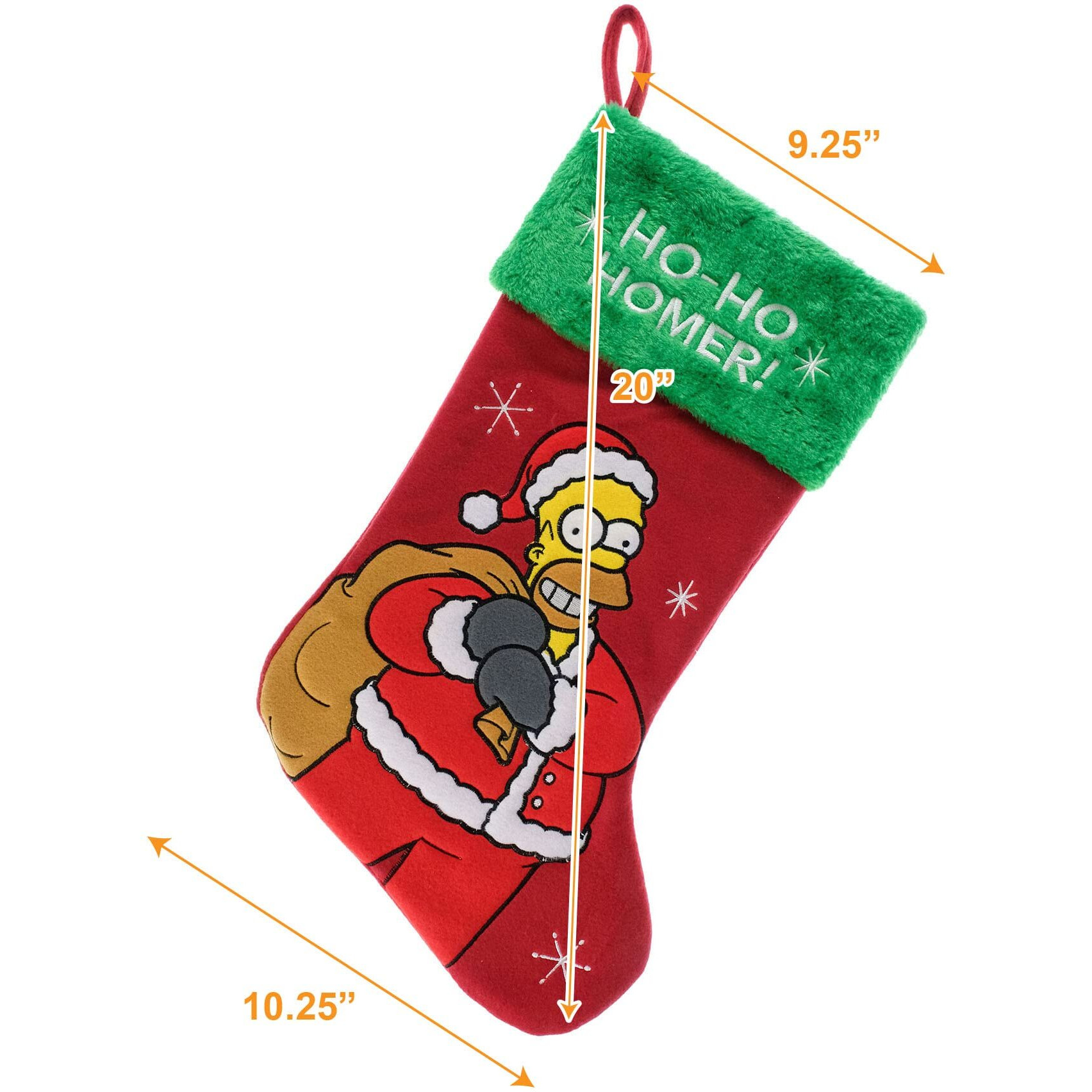 Wondapop Homer Simpson 20"" Applique Christmas Stocking  Gift Holder For Stocking Stuffers  Indoor Home Decor And Holiday Decoration
