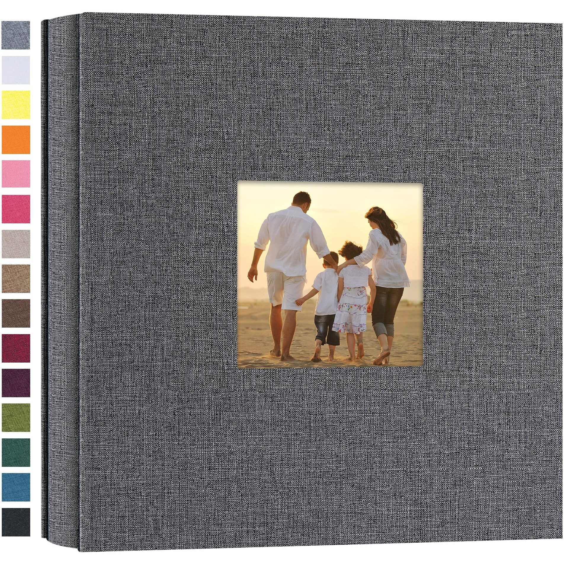 Potricher Small Photo Album 4X6 200 Photos Linen Cover Picture Photo Book For Family Wedding Anniversary Baby Vacation (Gray 200 Pockets)
