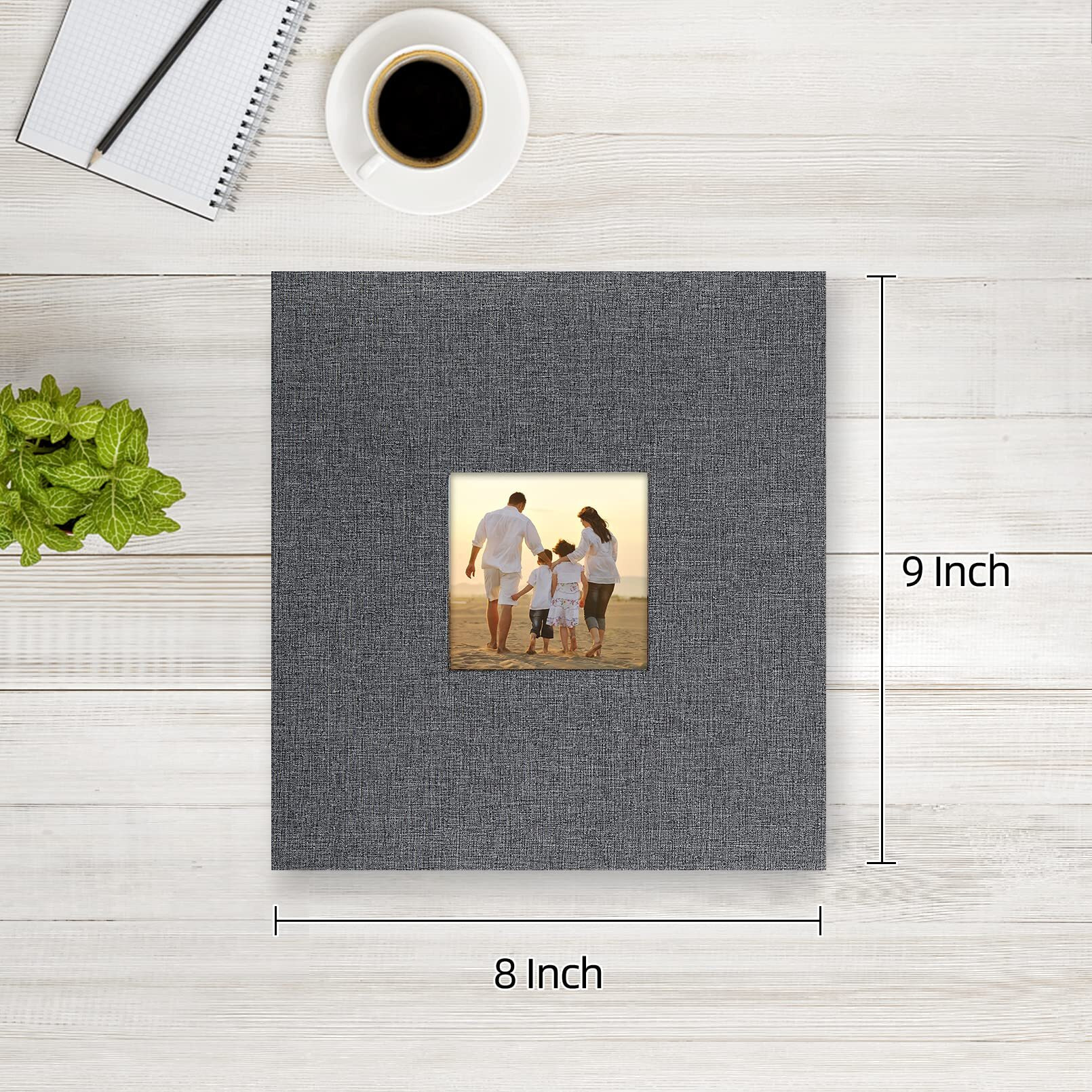 Potricher Small Photo Album 4X6 200 Photos Linen Cover Picture Photo Book For Family Wedding Anniversary Baby Vacation (Gray 200 Pockets)