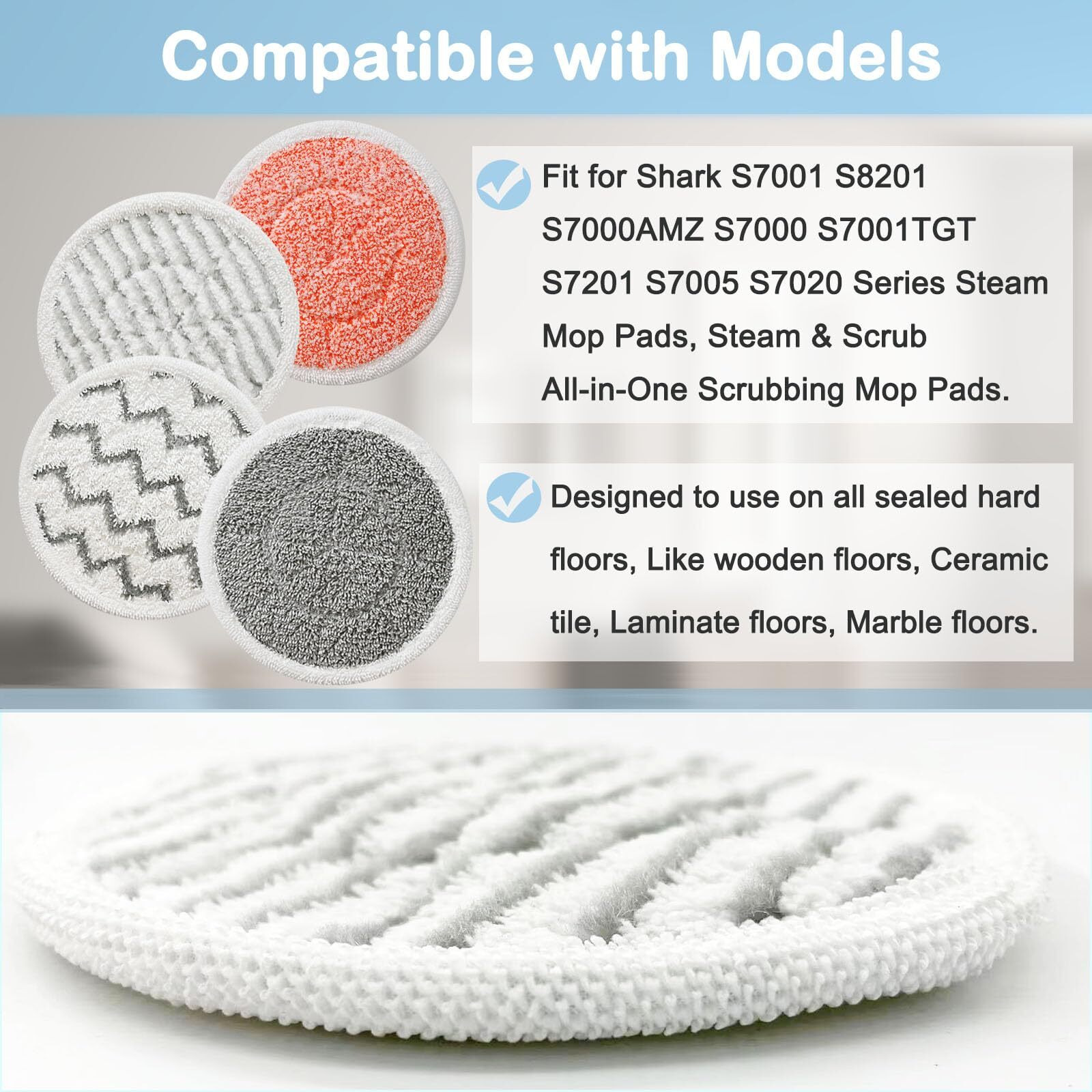 12 Pack Upgraded S7001 Pads Replacement Steam Mop Pads For Shark S7001  S8201  S7201  S7000  S7000Amz  S7001Tgt Series Steam Mop Pads Steam & Scrub All-In-One Scrubbing Mop Pads Part Model Xkitp7000