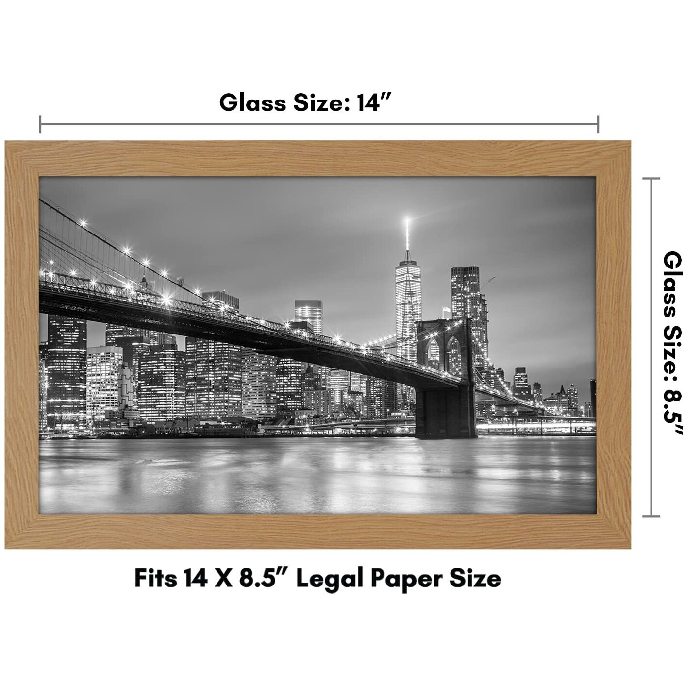 Americanflat 8.5X14 Picture Frame In Dark Oak - Engineered Wood With Shatter Resistant Glass - Horizontal And Vertical Formats For Wall