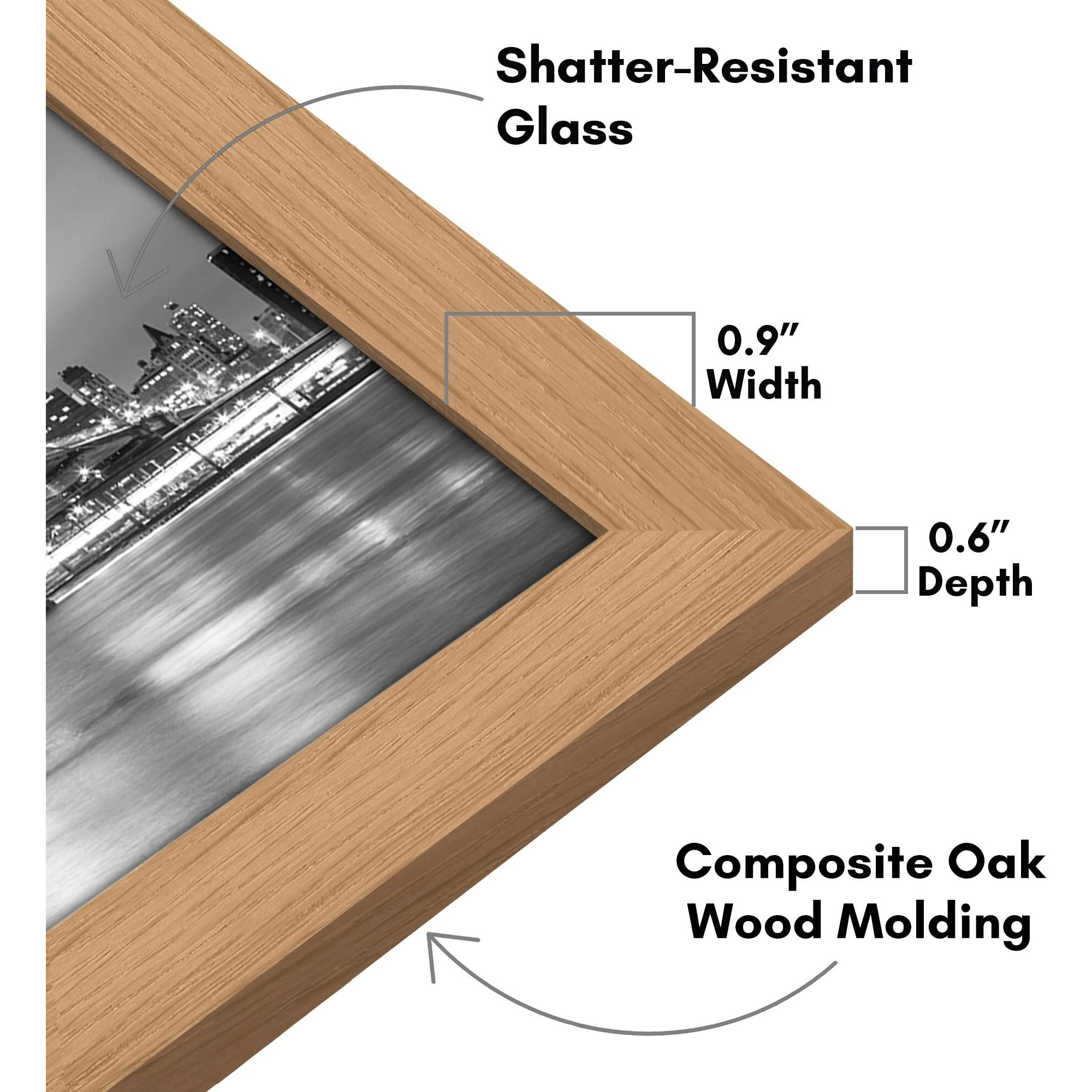 Americanflat 8.5X14 Picture Frame In Dark Oak - Engineered Wood With Shatter Resistant Glass - Horizontal And Vertical Formats For Wall