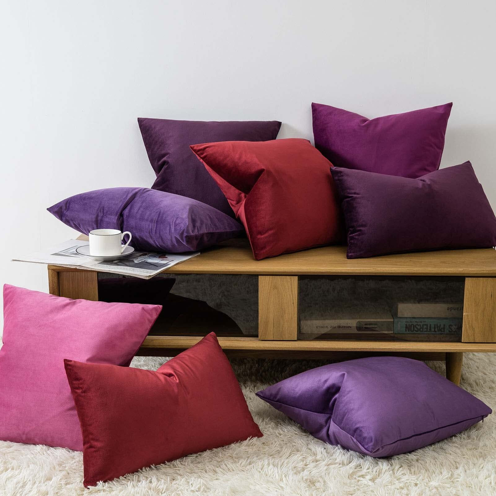 Juspurbet Eggplant Purple 16X16 Inch Velvet Throw Pillow Covers With Invisible Zipper For Home Decor Decorative Soft Velvet Sofa Cushion Covers Set Of 2