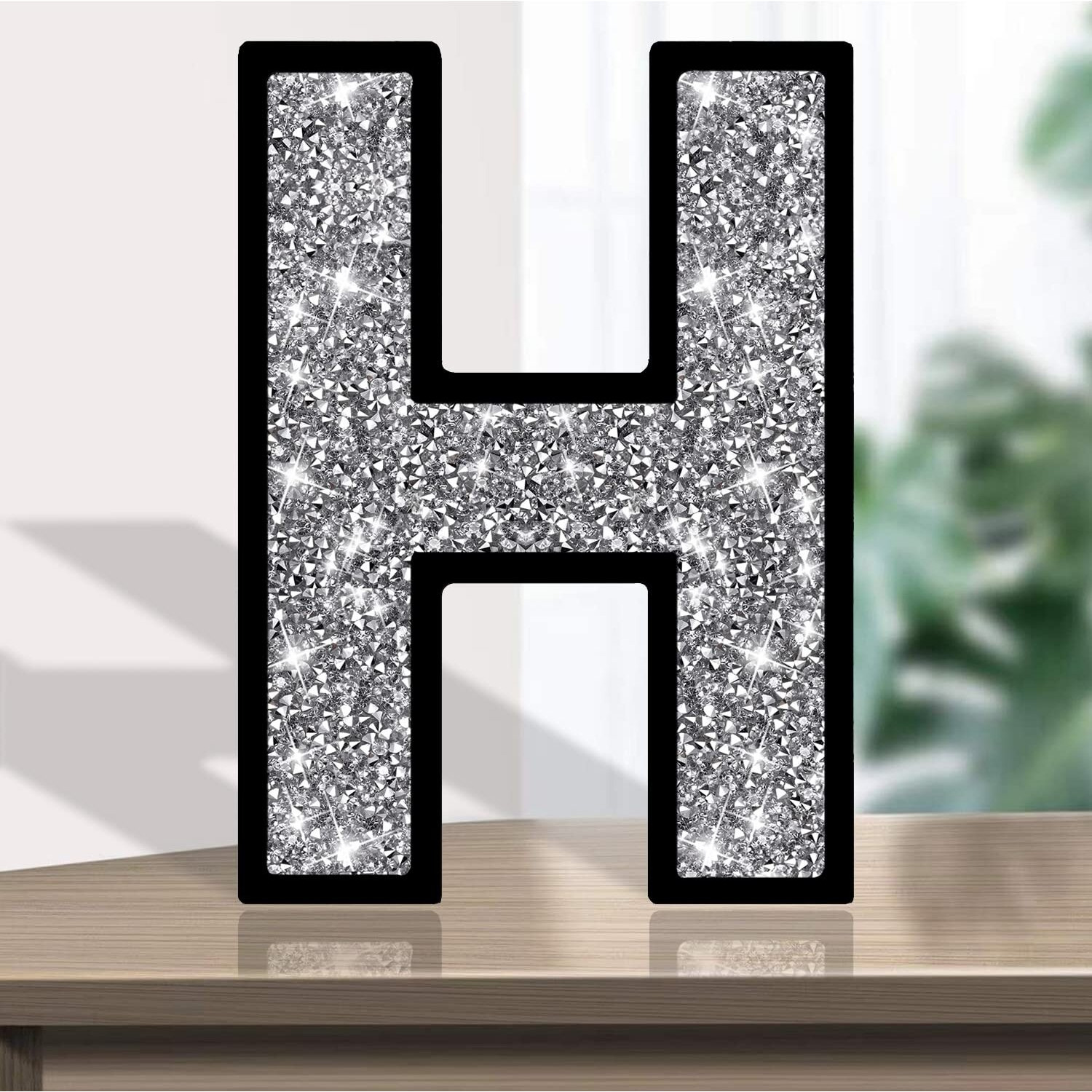 Xihacty Letters Signs For Home DCor  Crystal Crushed Diamond Accent Sign For Wall Decor  Black Diy Custom Capital Letters For Decoration On Bar  Desk  Dresser  Party Birthday  Wedding.(H)