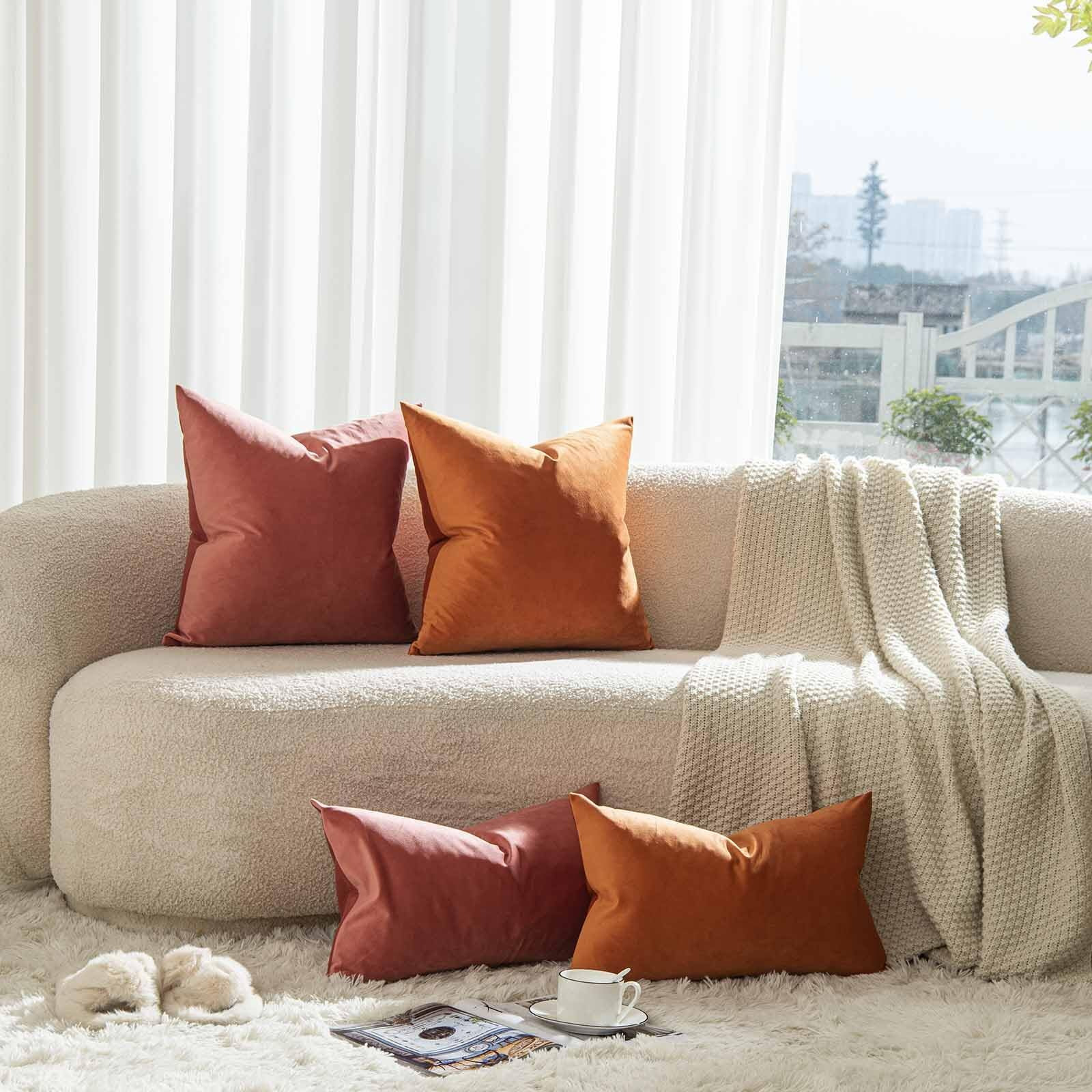 Juspurbet Coral Lumbar Velvet Throw Pillow Covers 16X24 Inch Set Of 2 For Living Room Couch Sofa Bedroom Decorative Rectangle Solid Soft Cushion Cases With Invisible Zipper