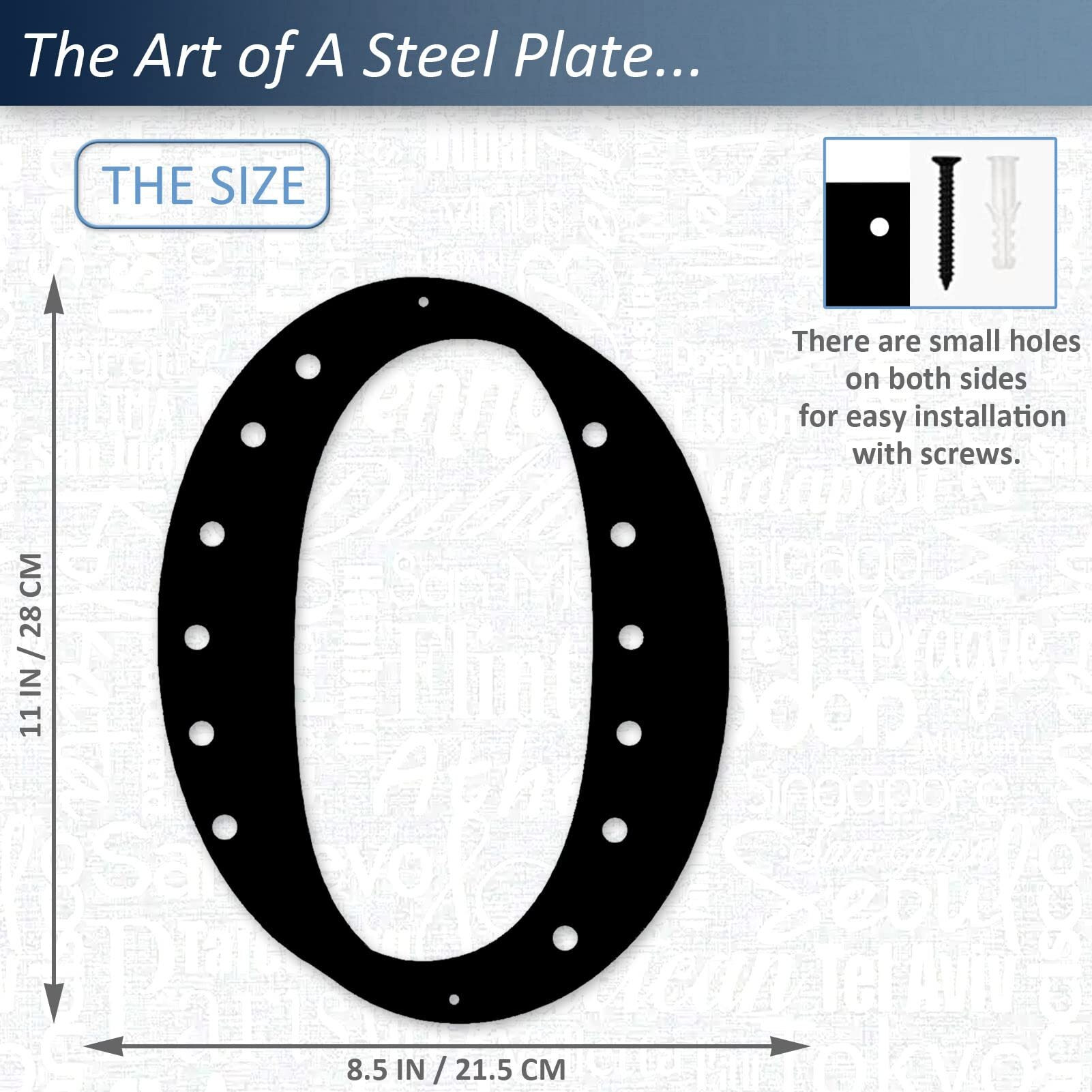 Resama 11"" Black Metal Letter Wall Decor Visual 3D Letter Sign Wall Decor Large Alphabet Decorative Farmhouse Hanging Metal Wall Decor For Living Room Bedroom Office Home Party (O)