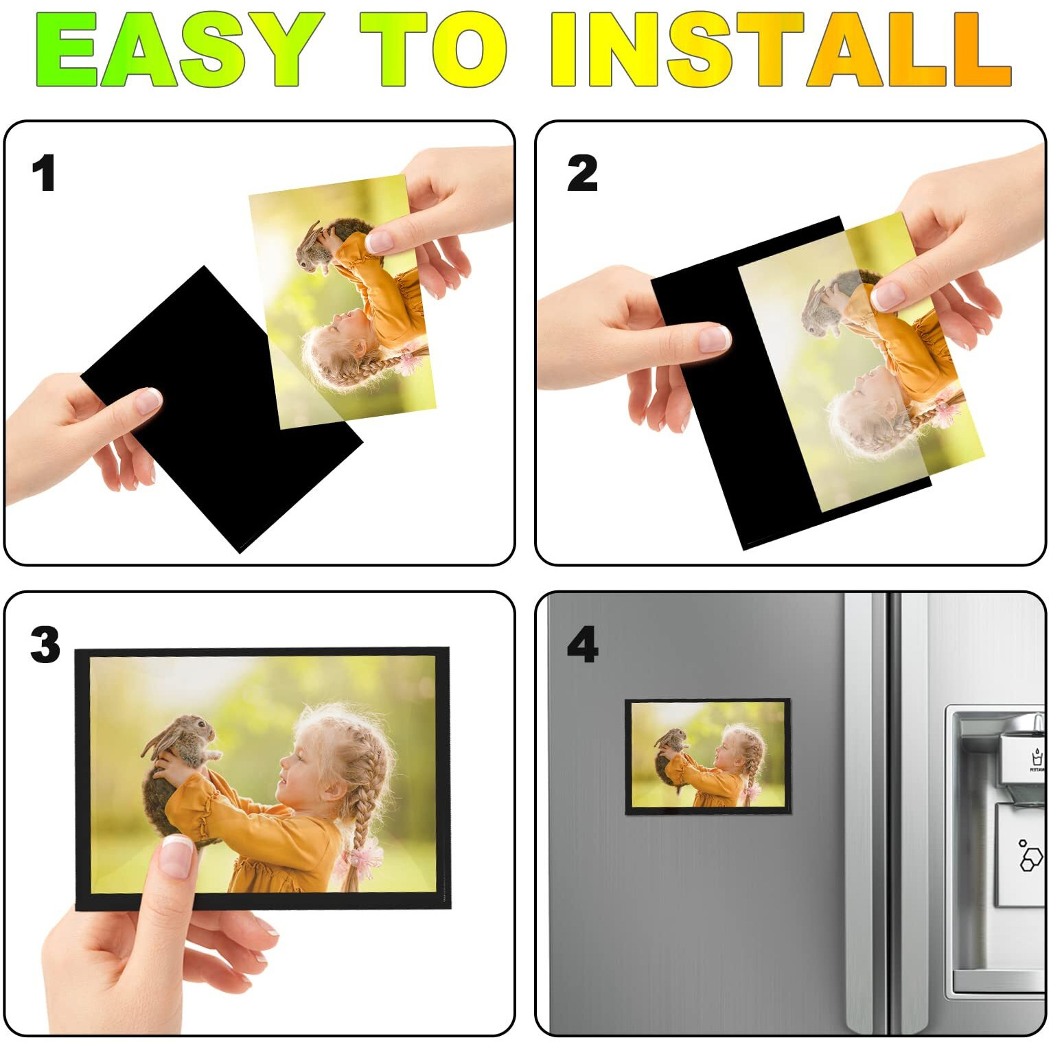 Chunniao Black Magnetic Picture Frame 4X6 For Refrigerator-20 Pack Black Photo Magnets Sleeves