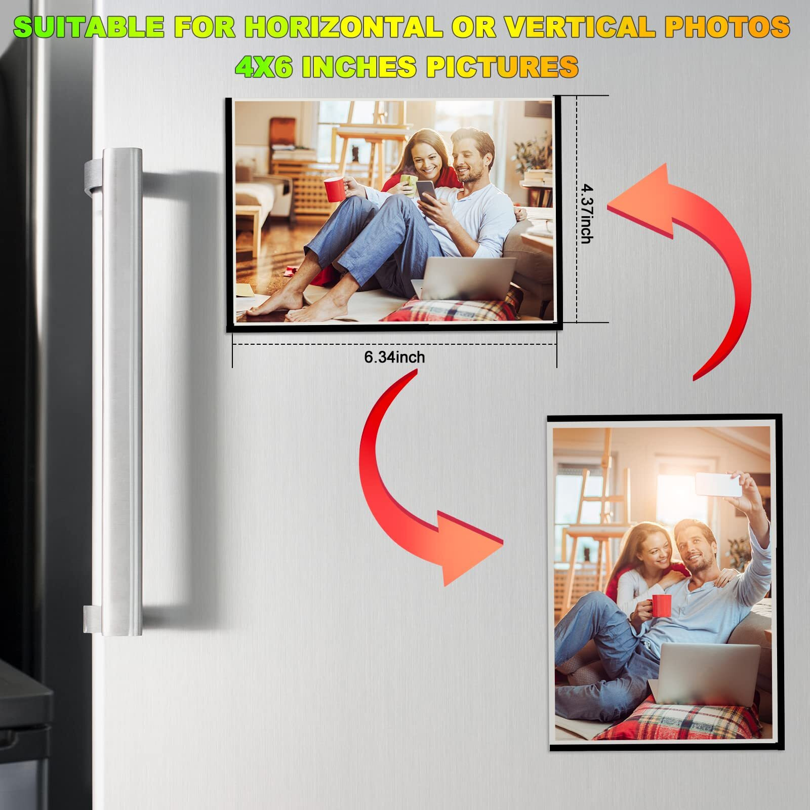 Chunniao Black Magnetic Picture Frame 4X6 For Refrigerator-20 Pack Black Photo Magnets Sleeves