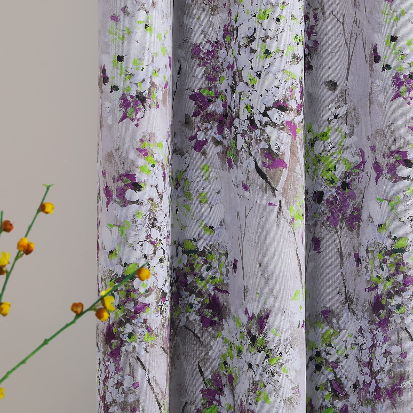 Mysky Home Purple Curtains 54 Inch Length Thermal Curtains For Living Room Bathroom Thermal Insulated Room Darkening Curtains Vintage Floral Curtains Window Panels 2 Panels  Grommet Top