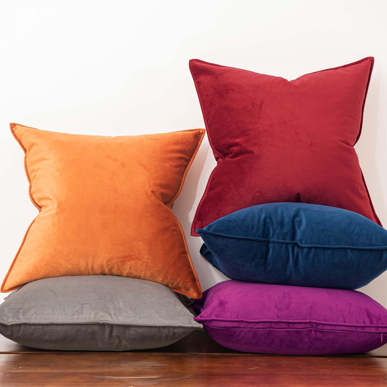 Juspurbet Red Wine Decorative Velvet Throw Pillow Covers 26X26 Inch Set Of 2 Broadside Soft Cushion Case With Invisible Zipper For Sofa Couch Bed