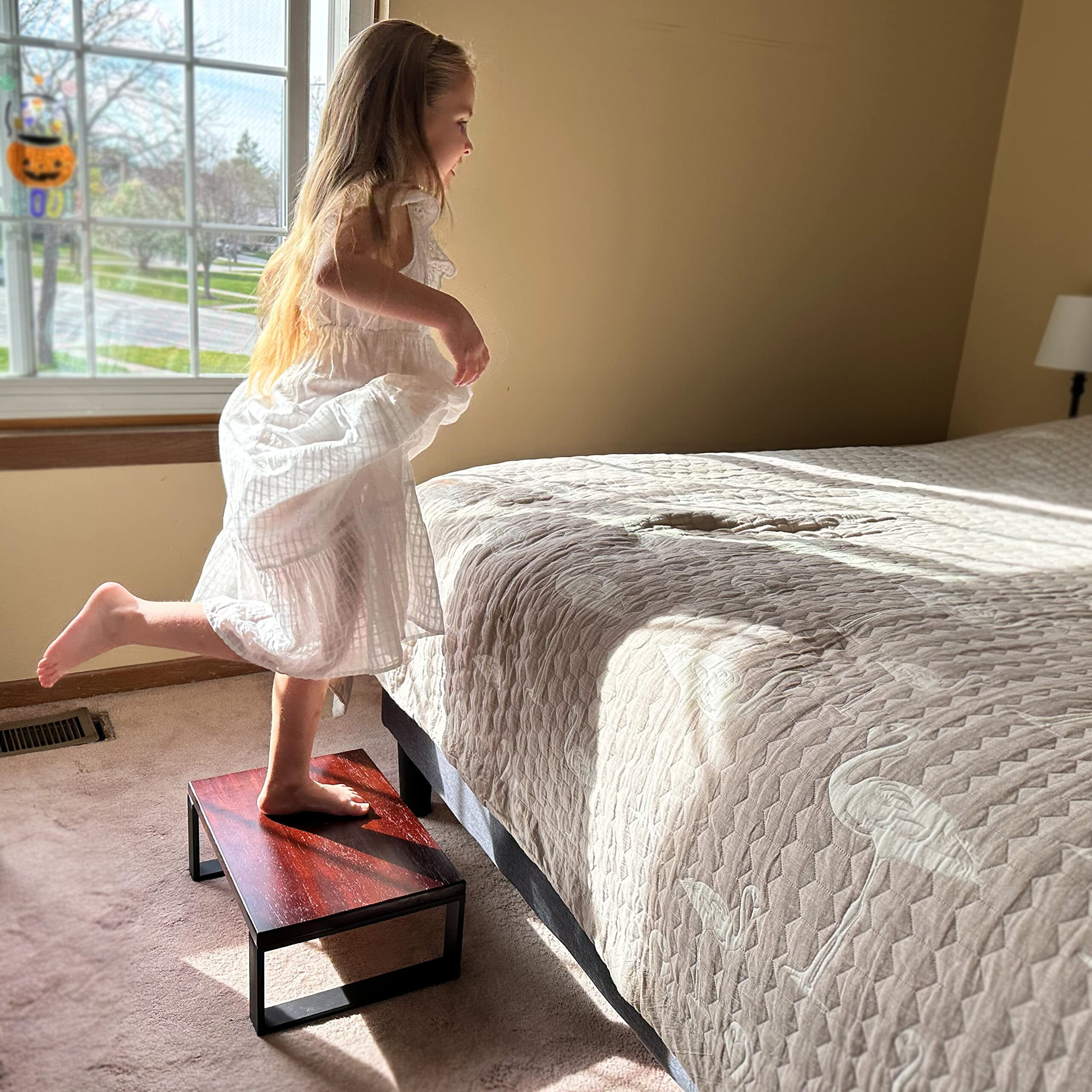 Wood Step Stool With 350 Lbs Load Capacity  One Step Stools For Adults Kids Seniors With Non-Slip Mat  Sturdy Stepping Stool For Adultssuitable For Bedroom Kitchen Bathroom