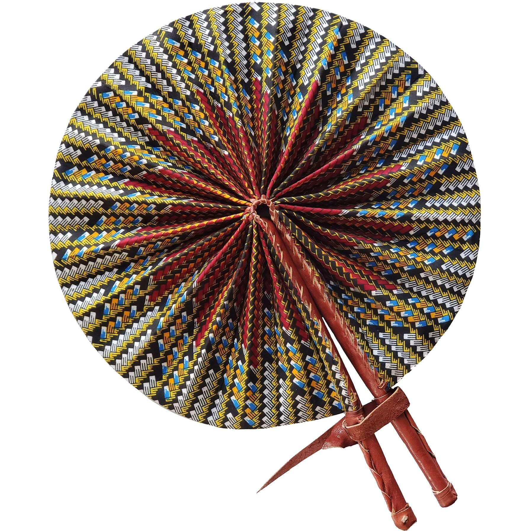 Dupsie's Anan African Kente Print Folding Handheld Hand Fan Hand-Crafted
