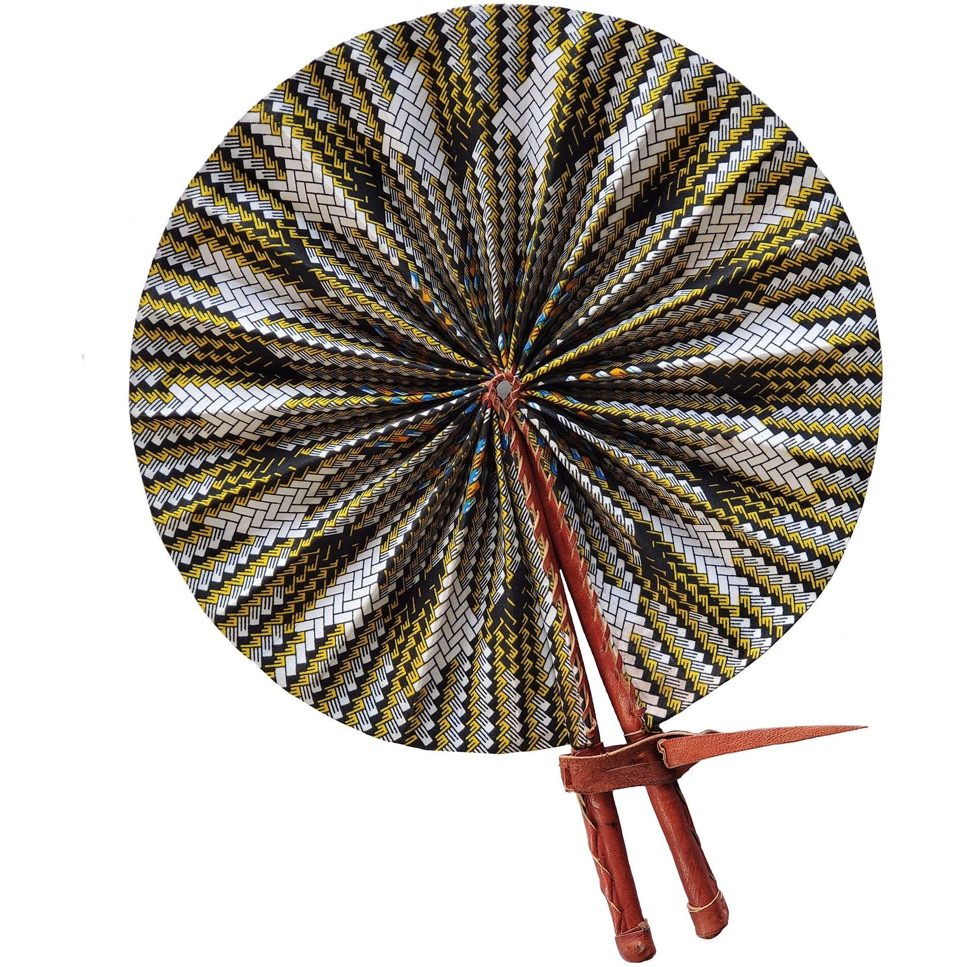 Dupsie's Anan African Kente Print Folding Handheld Hand Fan Hand-Crafted