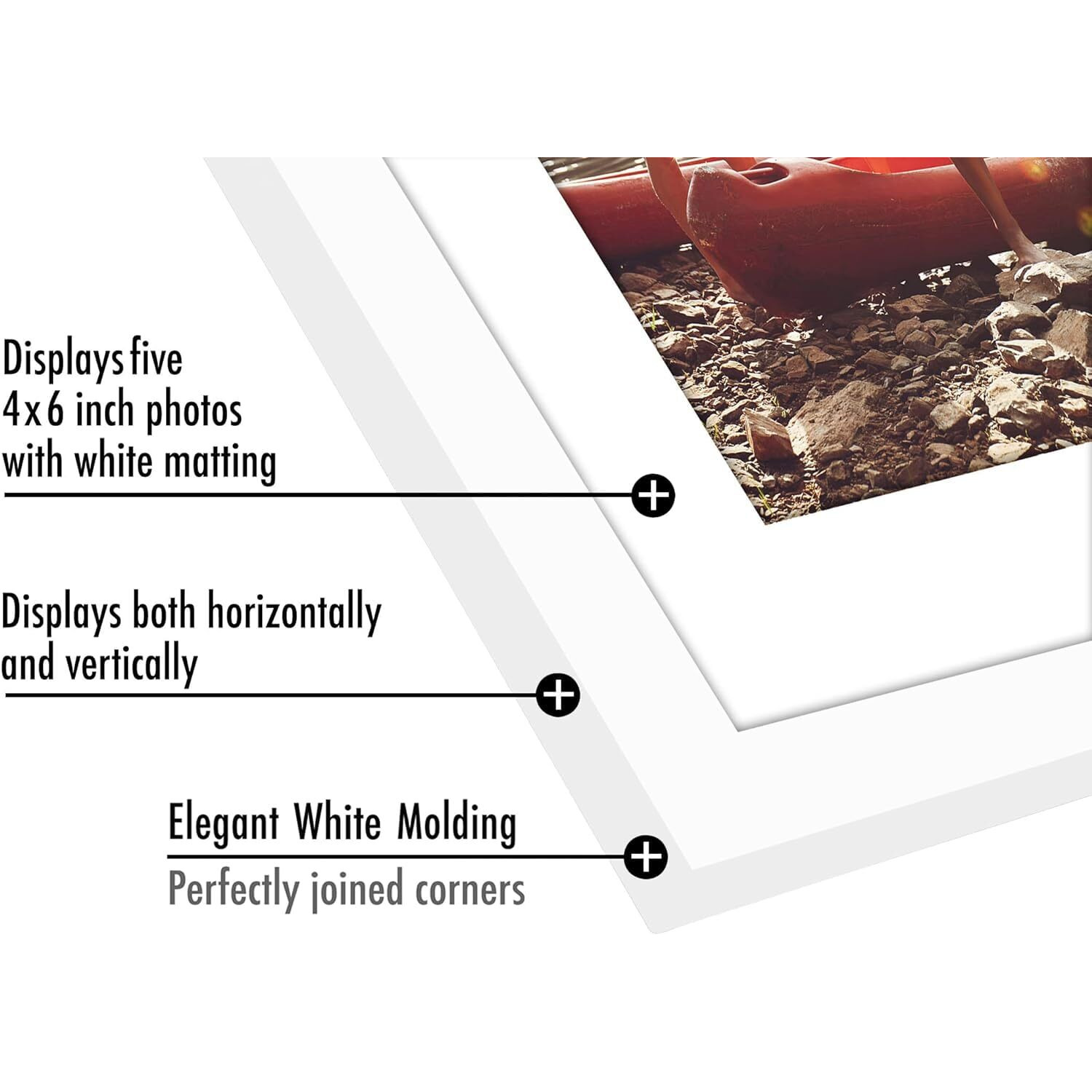 Americanflat 8X24 Collage Picture Frame In White - Displays Five 4X6 Frame Openings - Engineered Wood Panoramic Picture Frame With Shatter Resistant Glass And Hanging Hardware Included
